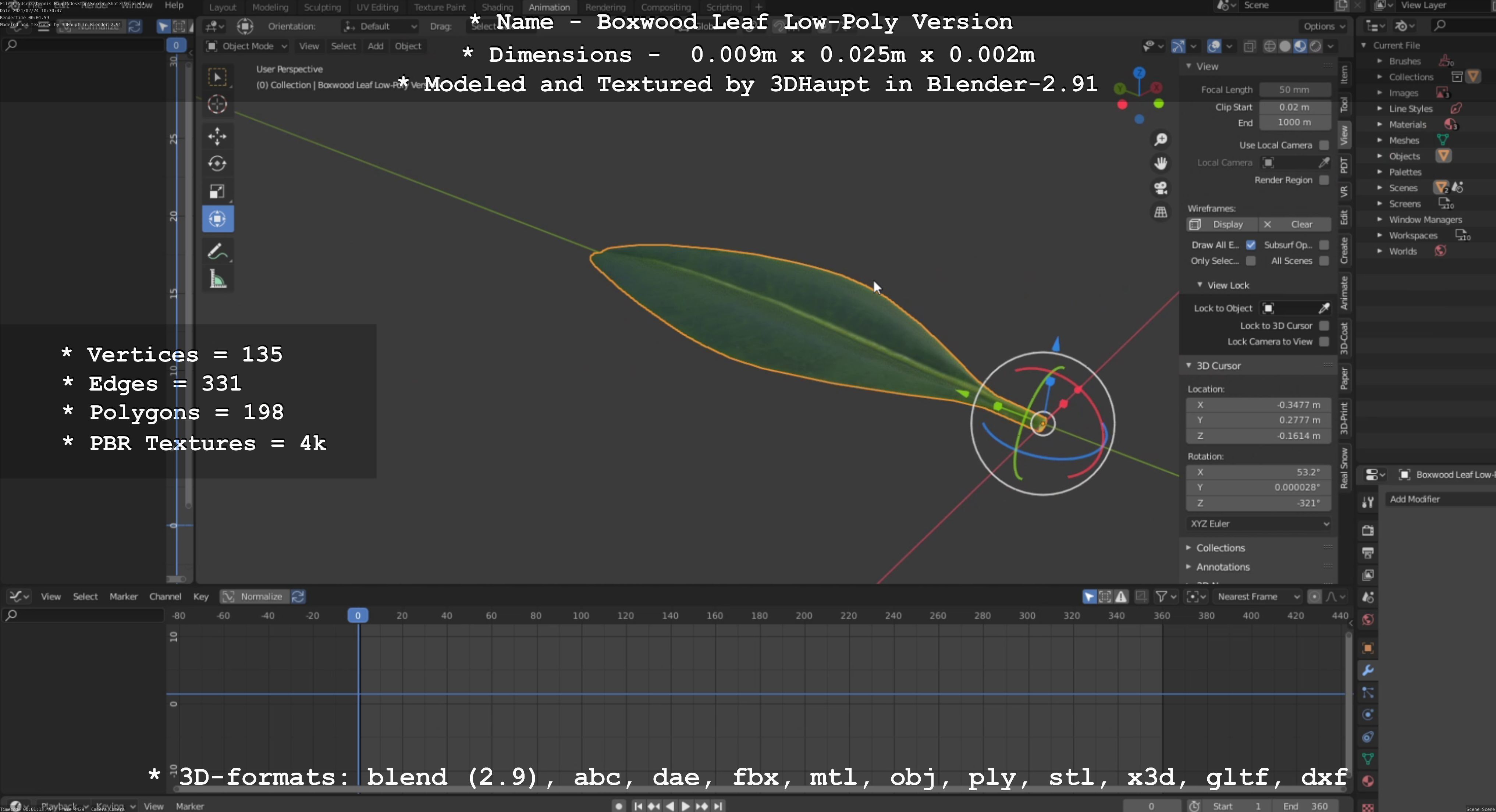 Boxwood Leaf Low-Poly Version Low-poly 3D model_72