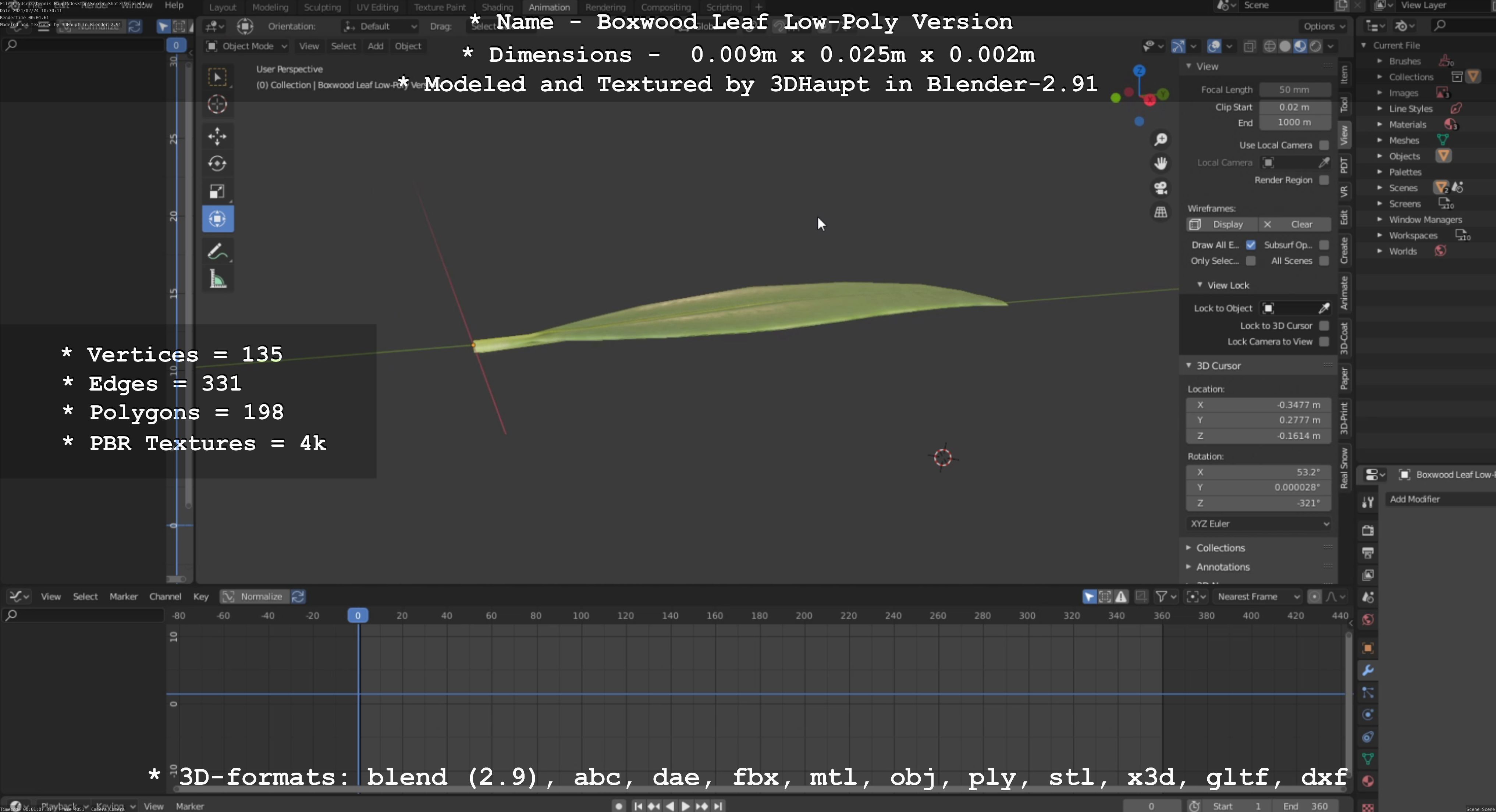 Boxwood Leaf Low-Poly Version Low-poly 3D model_27