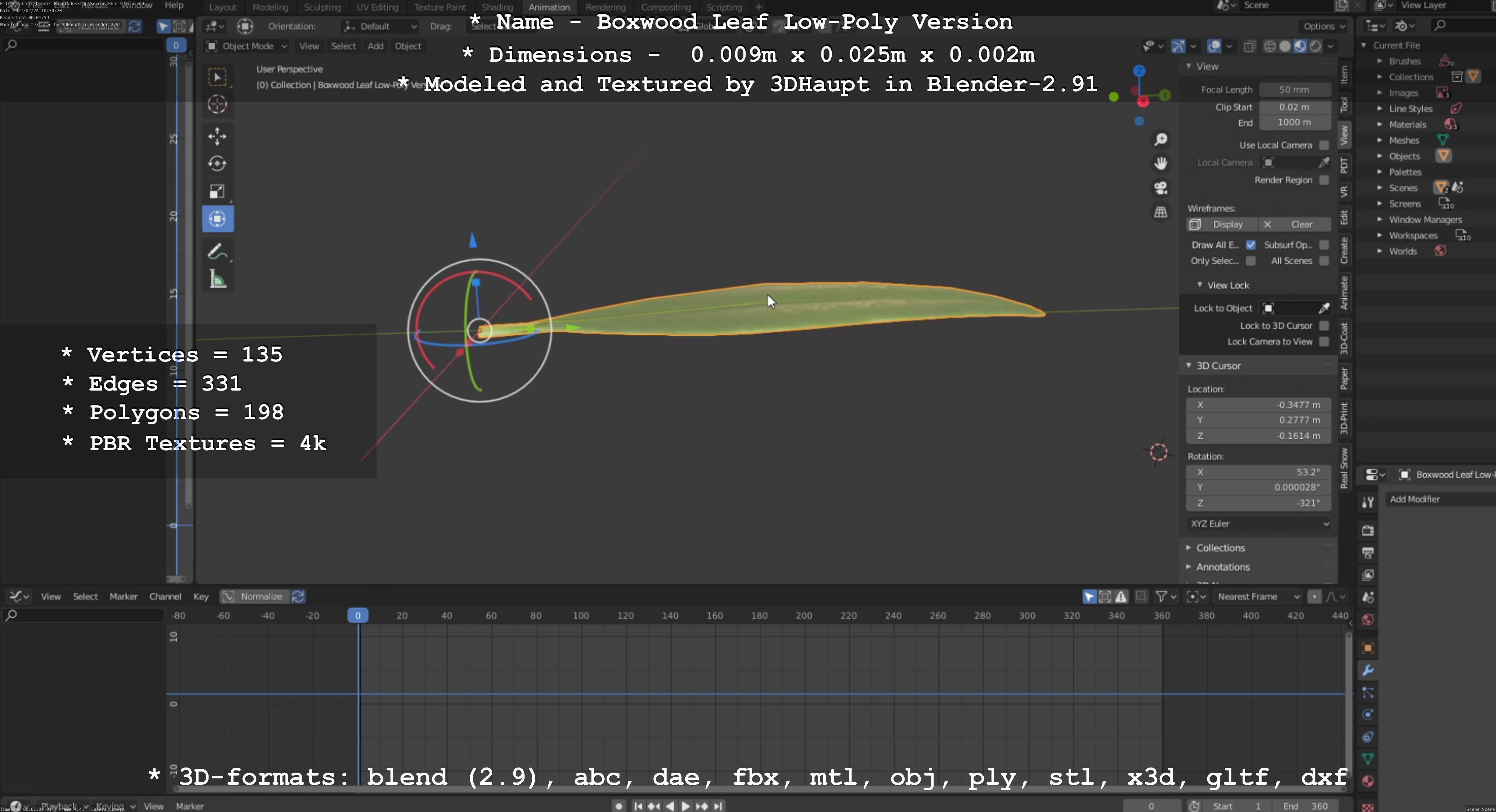 Boxwood Leaf Low-Poly Version Low-poly 3D model_62
