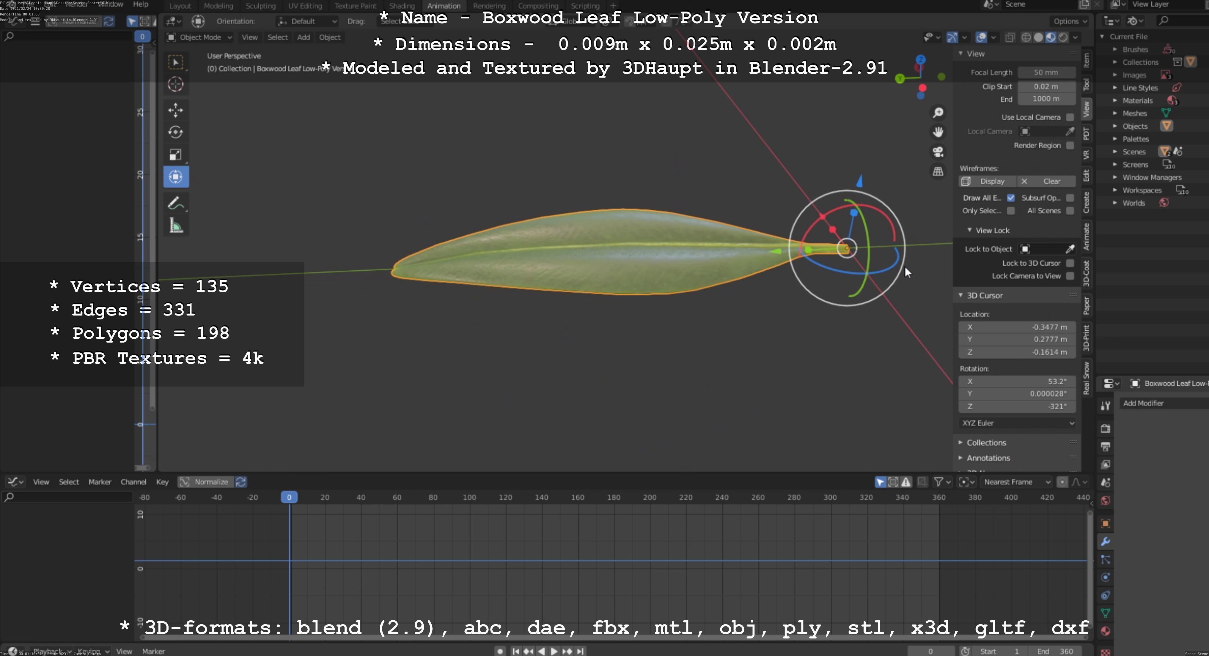 Boxwood Leaf Low-Poly Version Low-poly 3D model_74