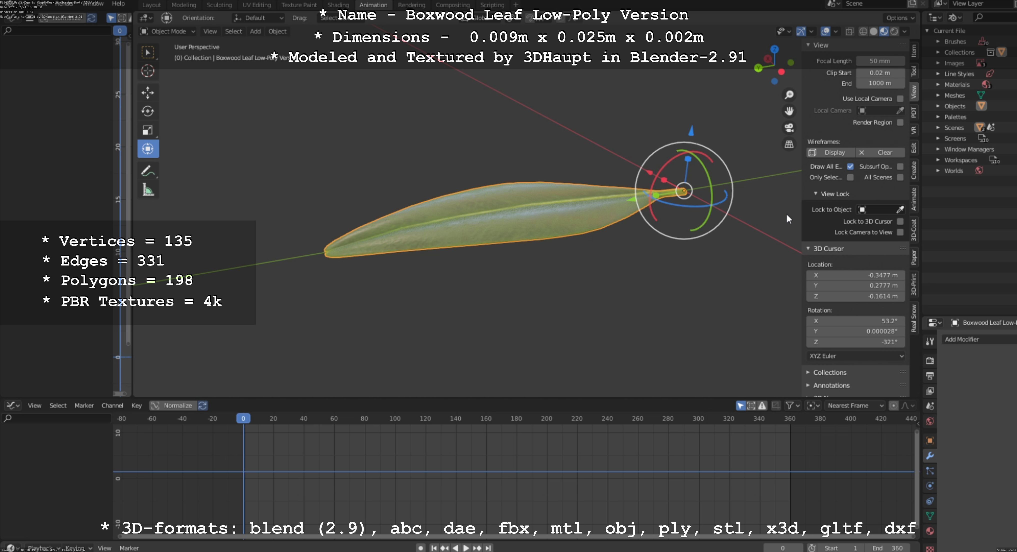 Boxwood Leaf Low-Poly Version Low-poly 3D model_28