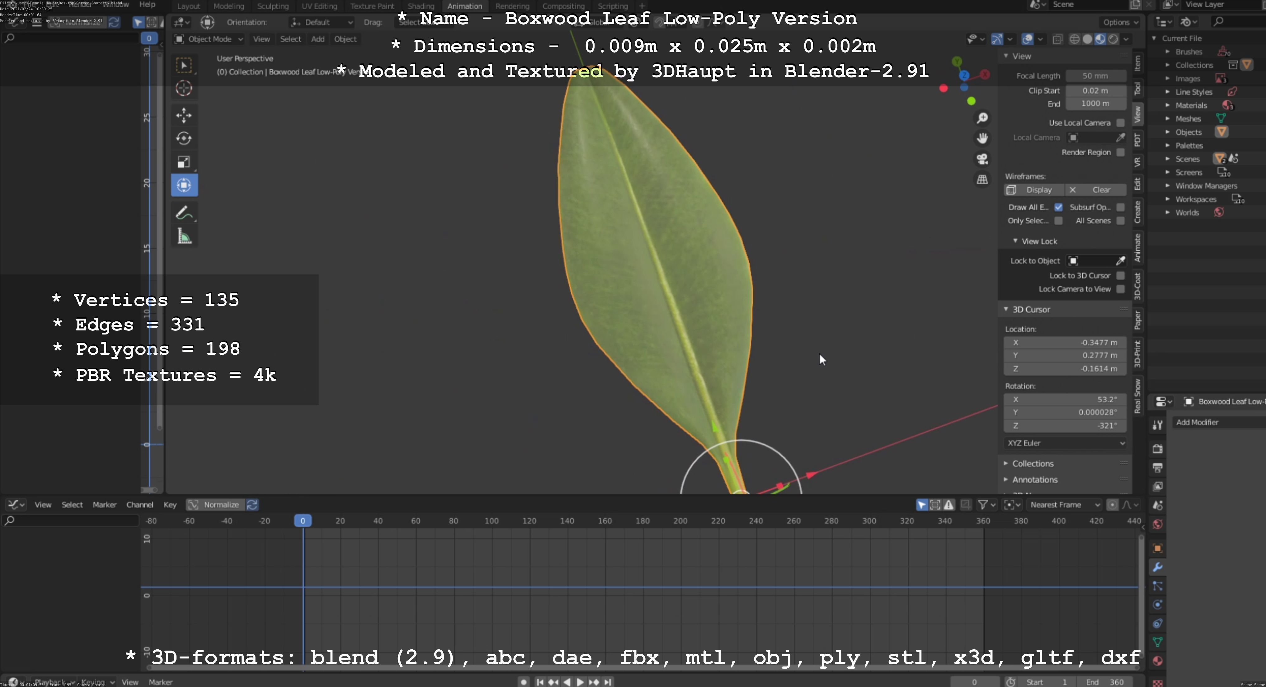Boxwood Leaf Low-Poly Version Low-poly 3D model_95