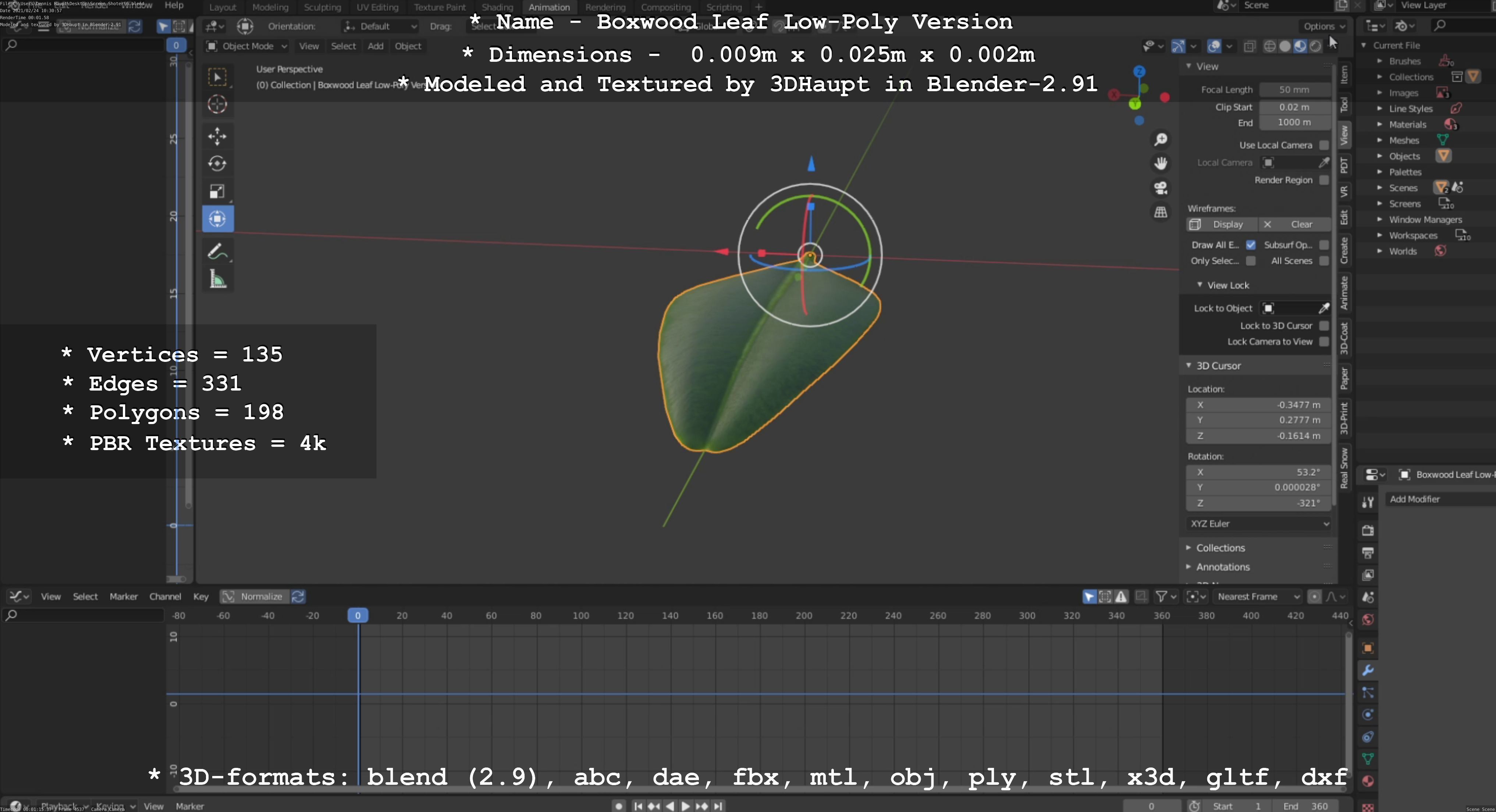 Boxwood Leaf Low-Poly Version Low-poly 3D model_32