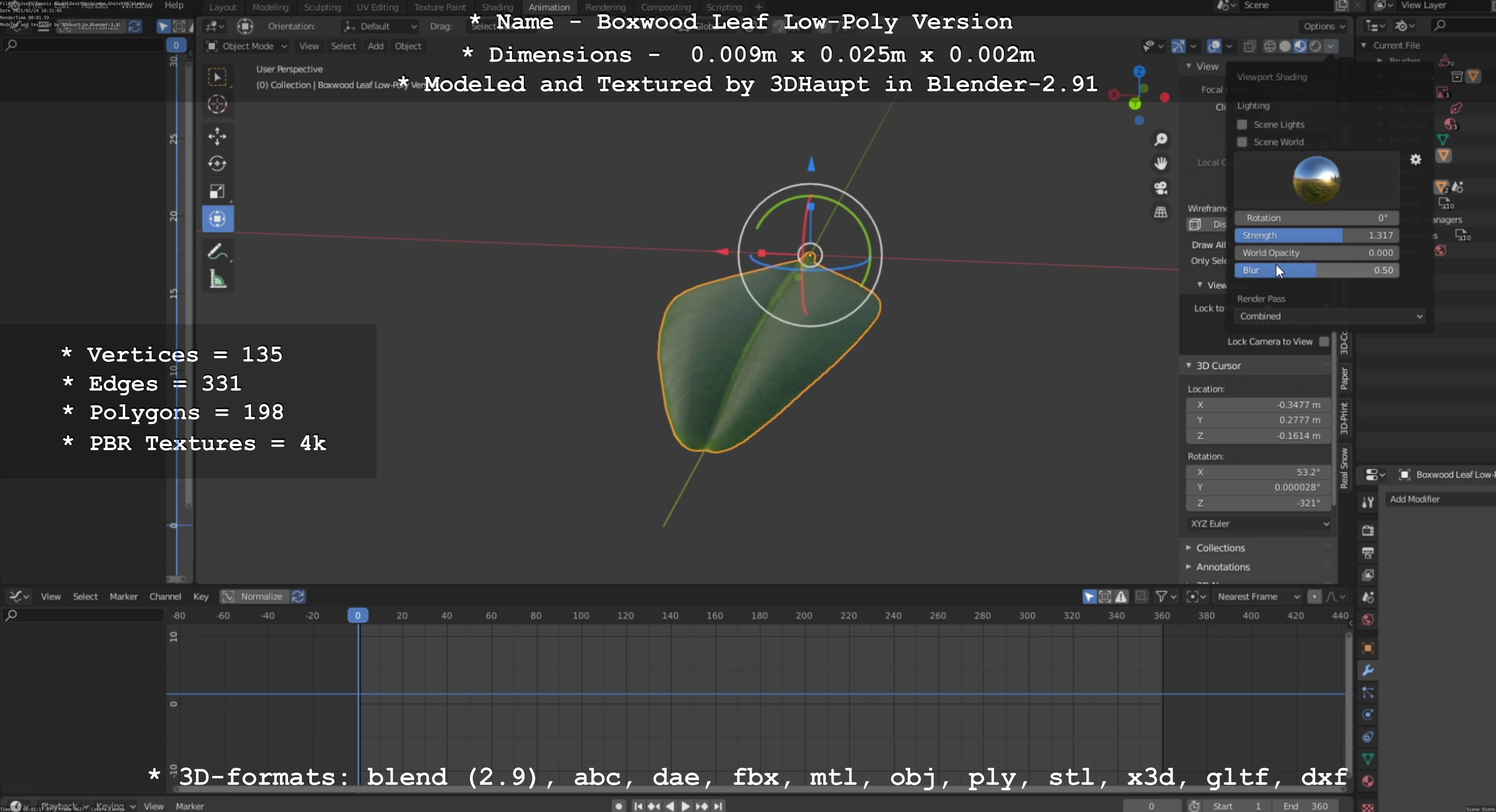 Boxwood Leaf Low-Poly Version Low-poly 3D model_37