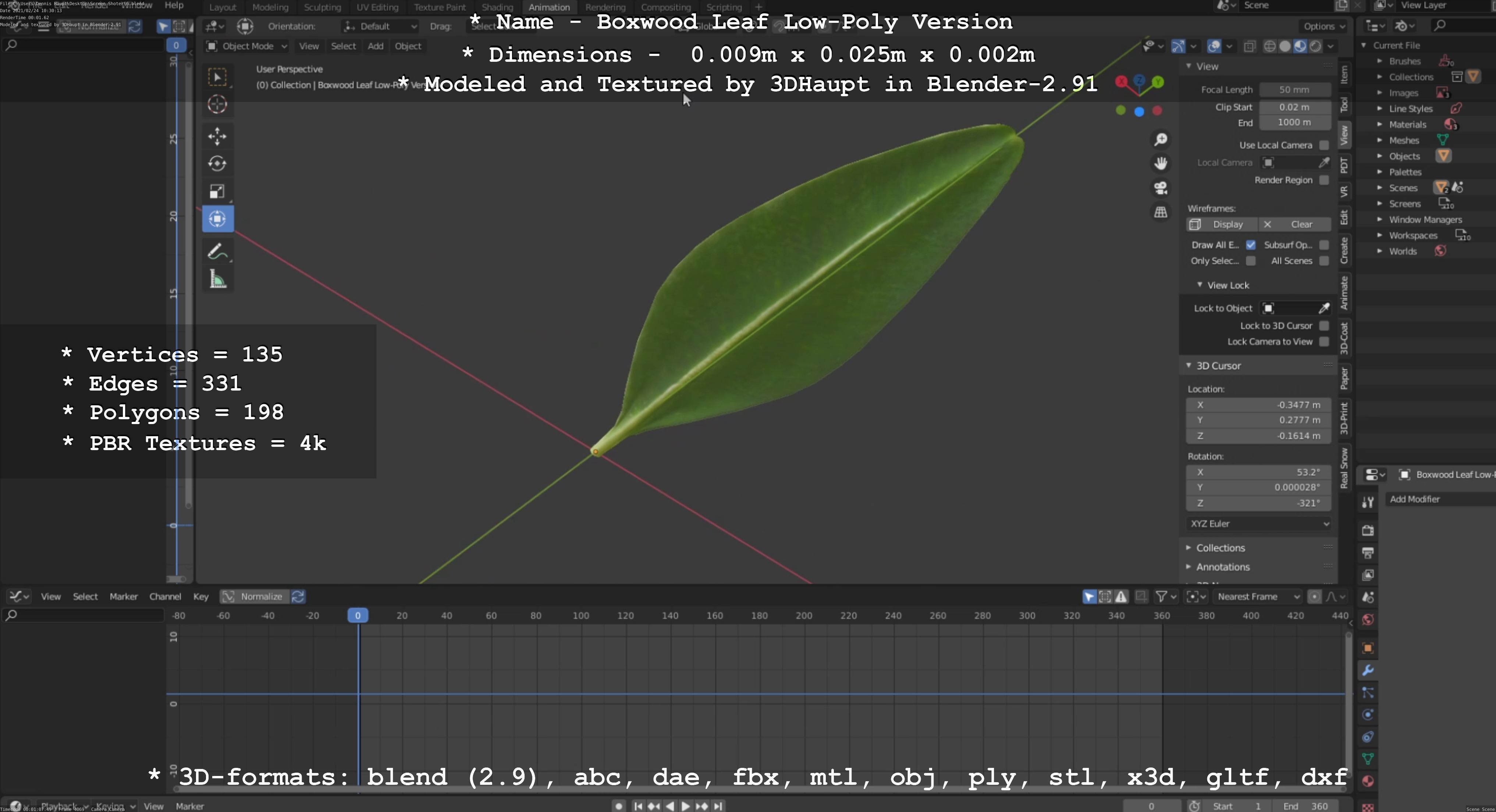 Boxwood Leaf Low-Poly Version Low-poly 3D model_22