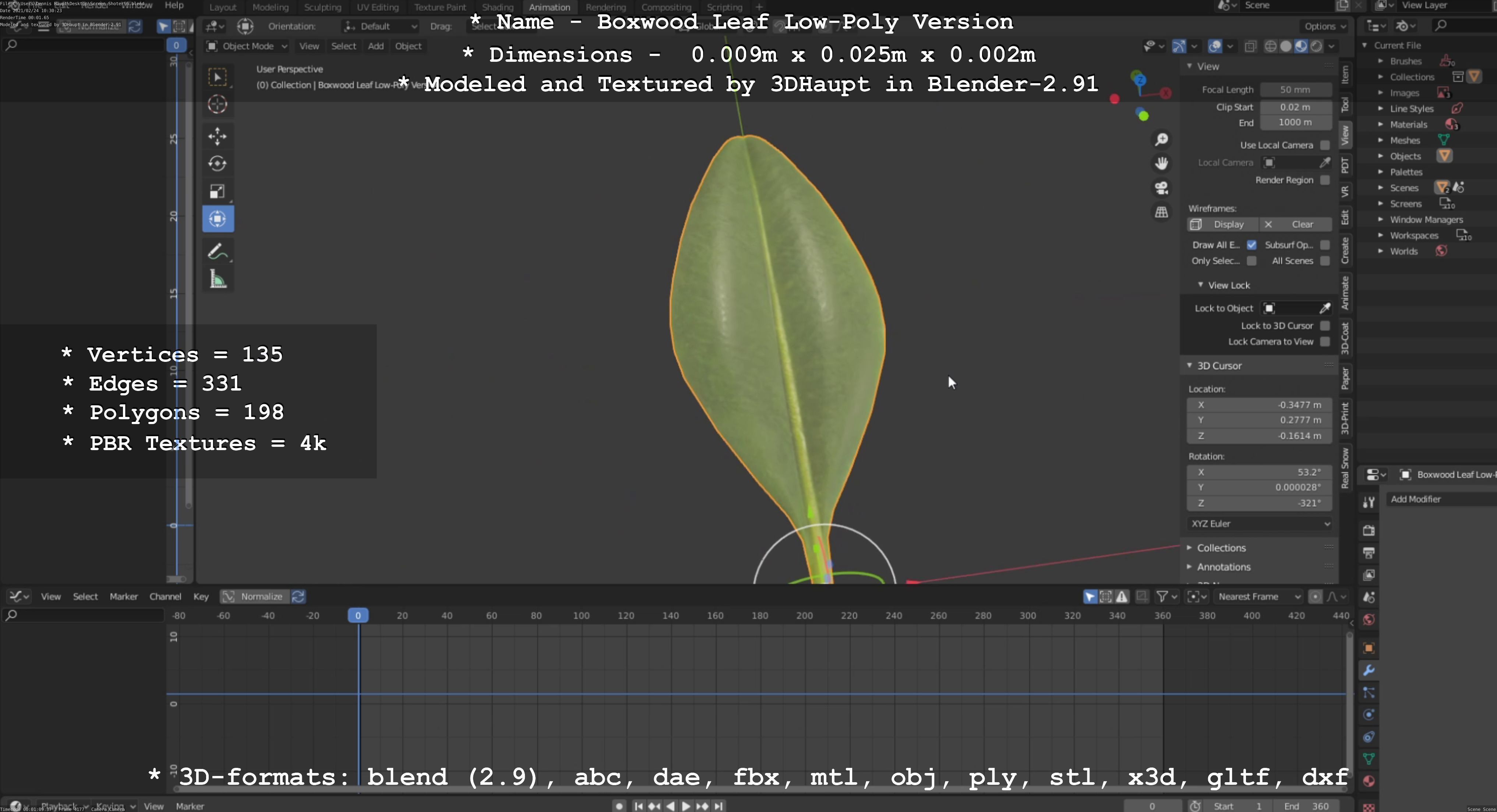 Boxwood Leaf Low-Poly Version Low-poly 3D model_80