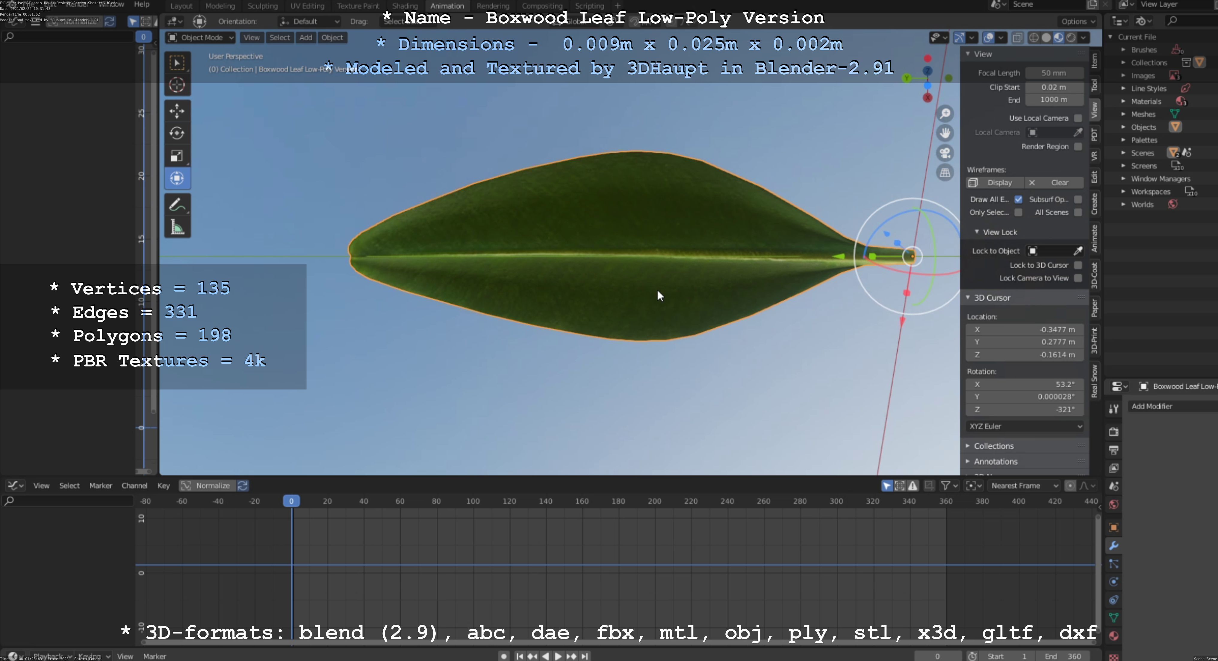 Boxwood Leaf Low-Poly Version Low-poly 3D model_88