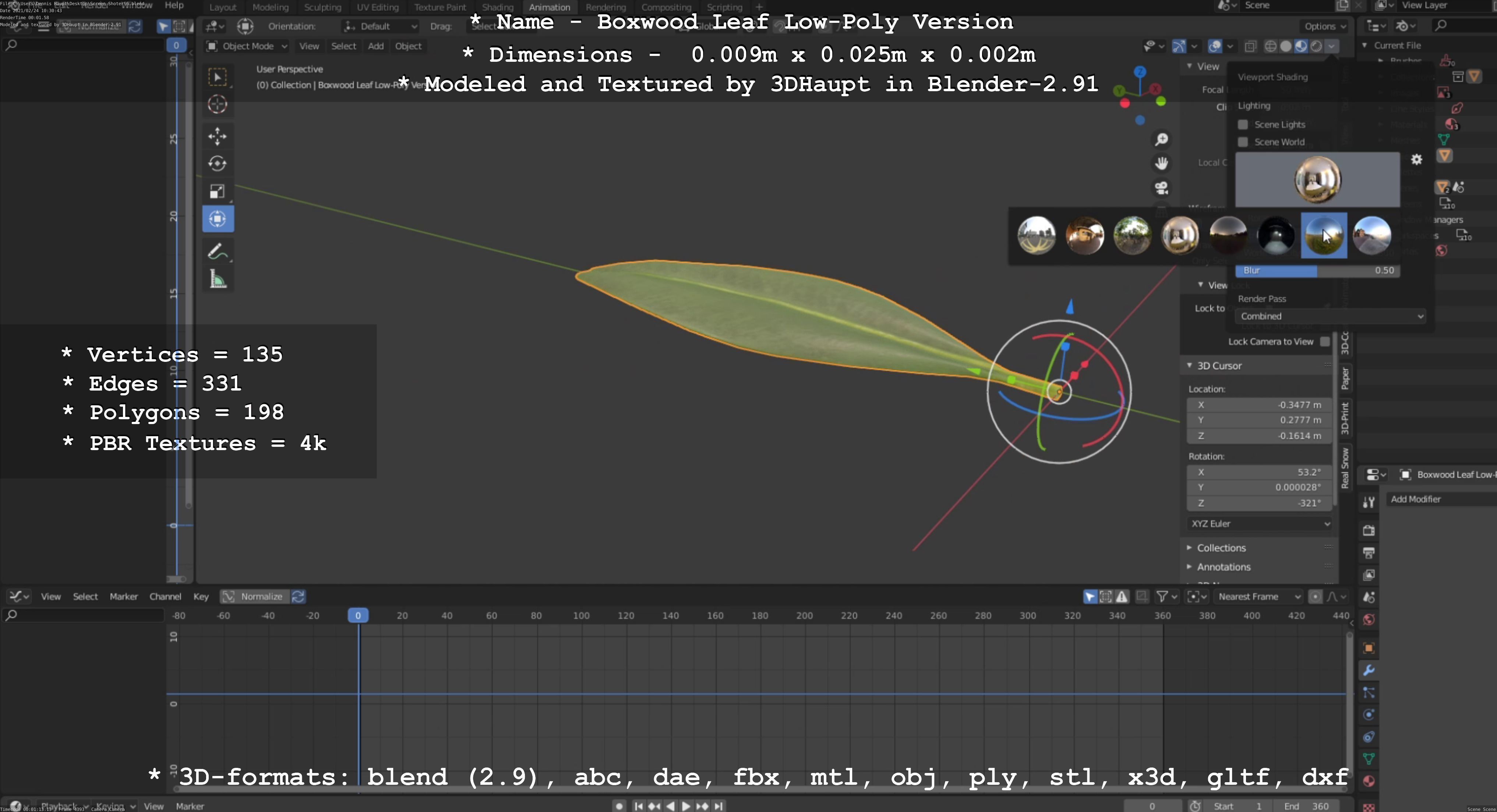 Boxwood Leaf Low-Poly Version Low-poly 3D model_4