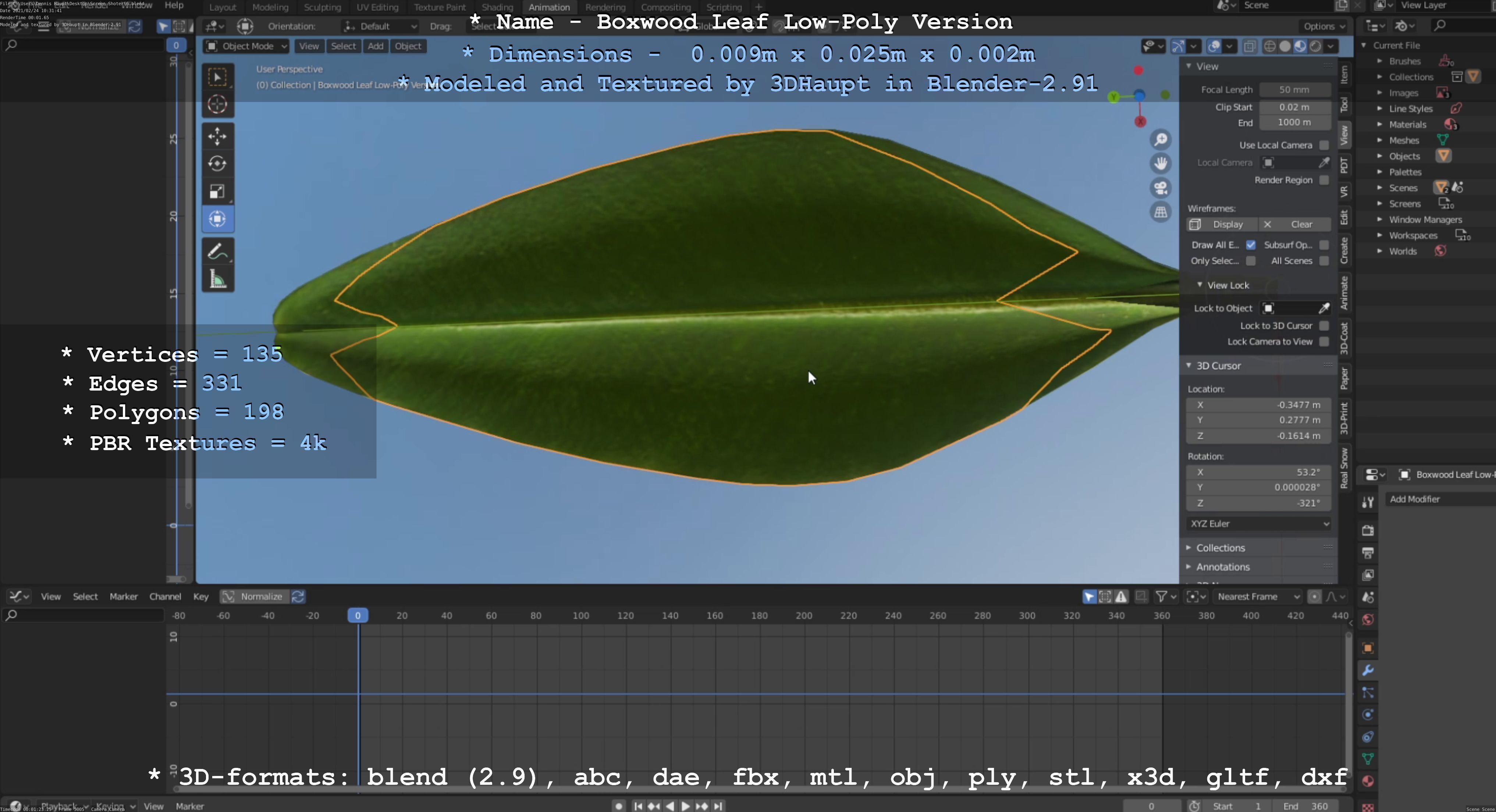 Boxwood Leaf Low-Poly Version Low-poly 3D model_83