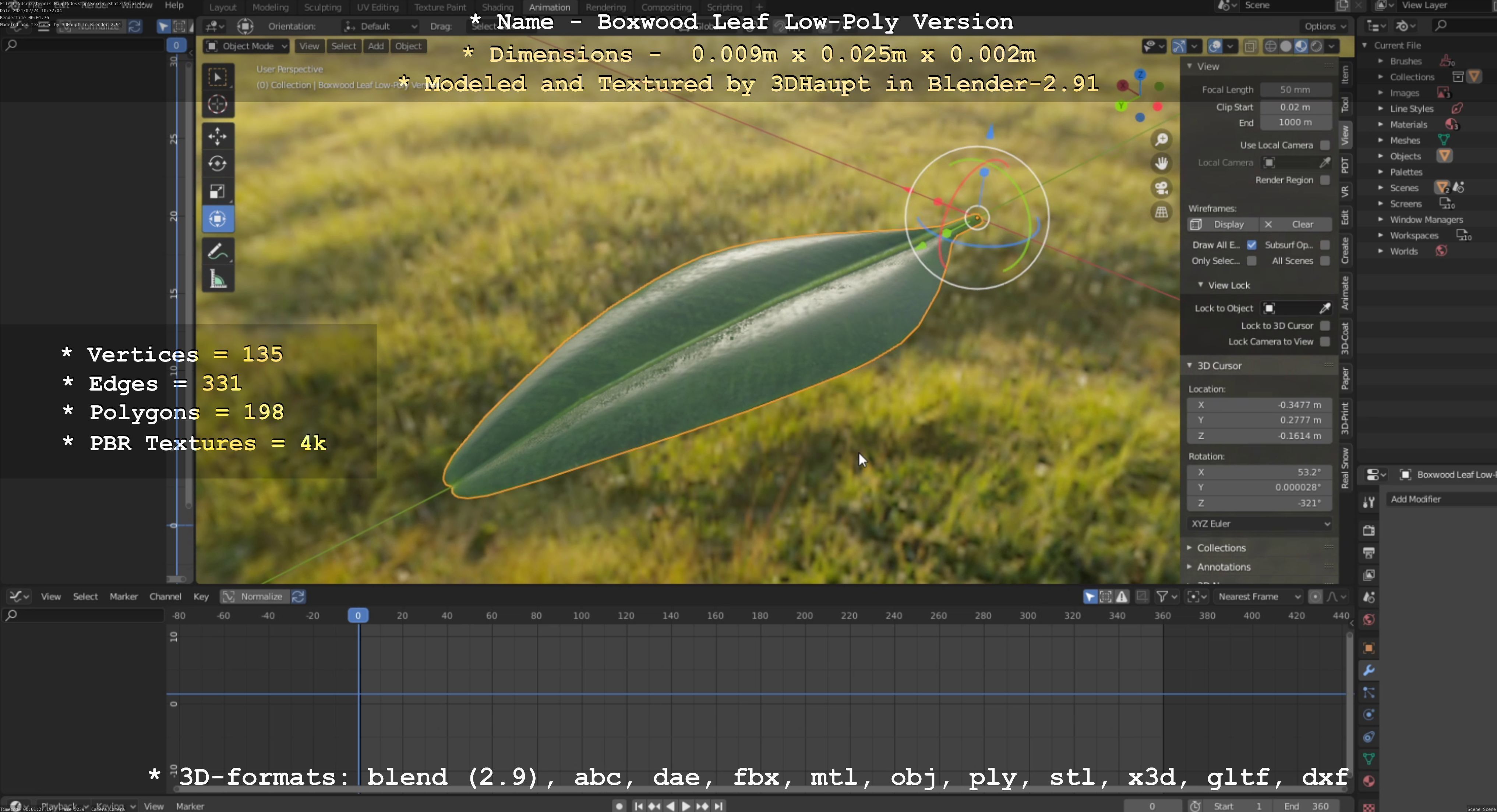 Boxwood Leaf Low-Poly Version Low-poly 3D model_41