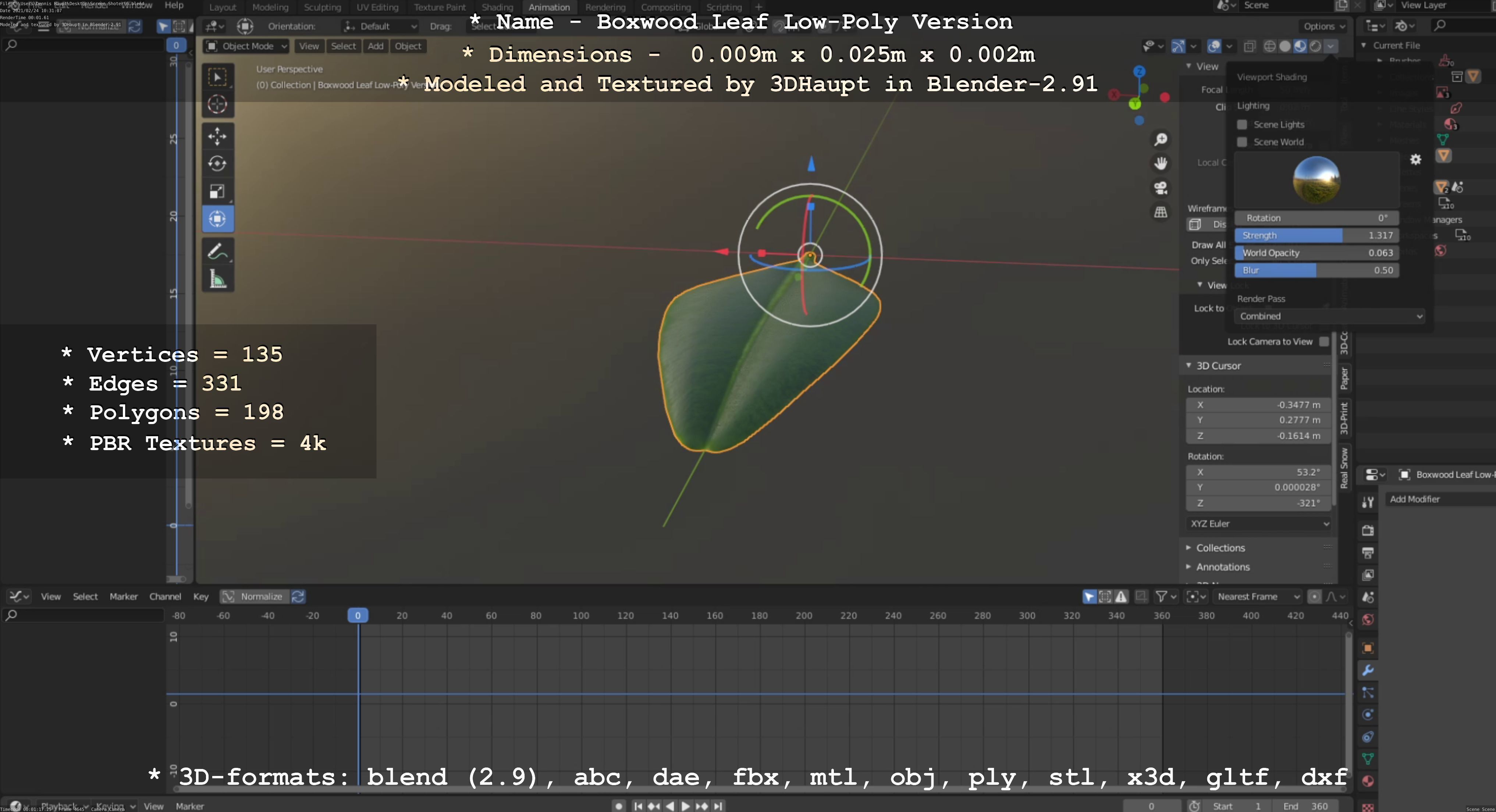 Boxwood Leaf Low-Poly Version Low-poly 3D model_38