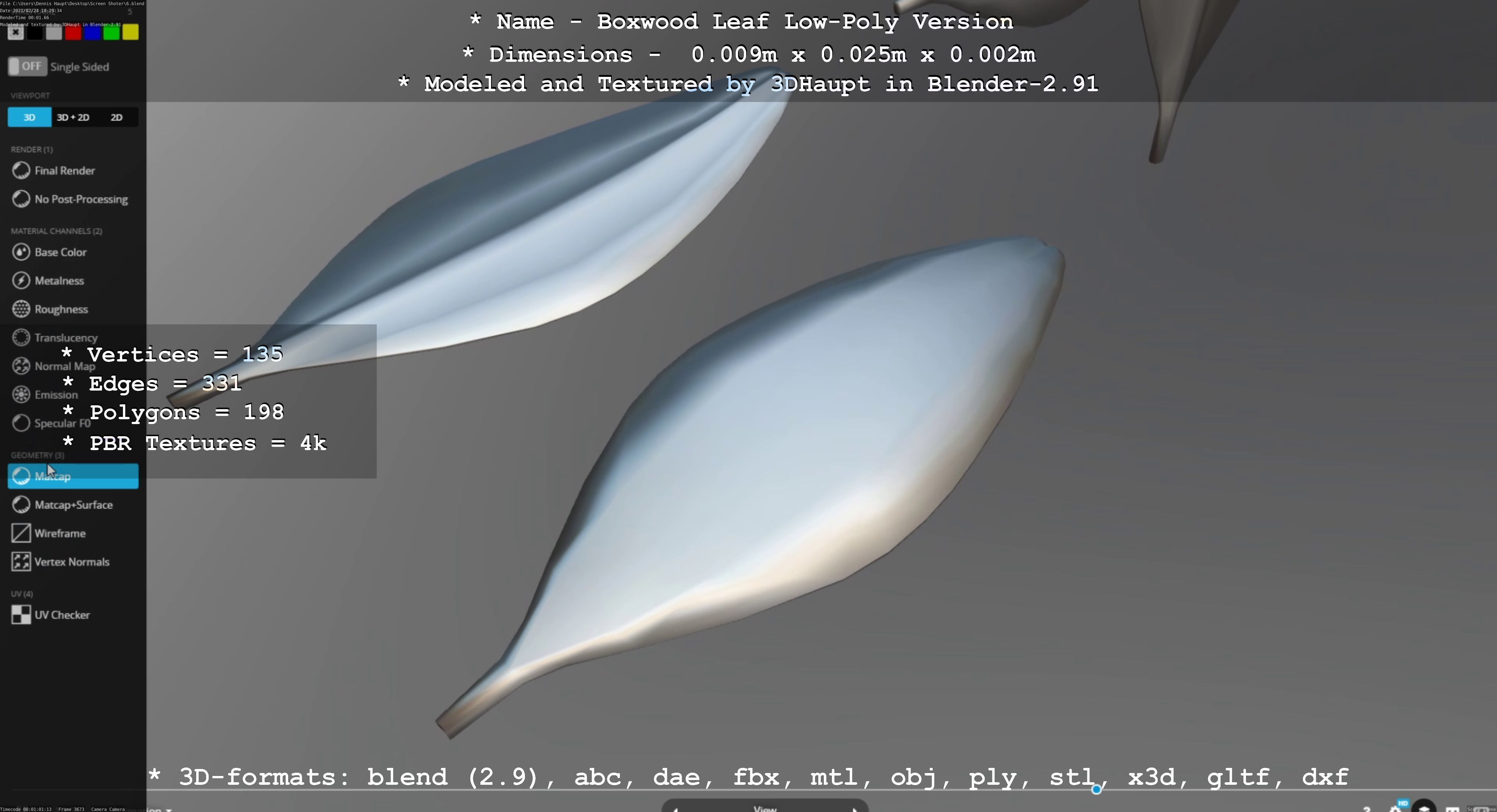 Boxwood Leaf Low-Poly Version Low-poly 3D model_24