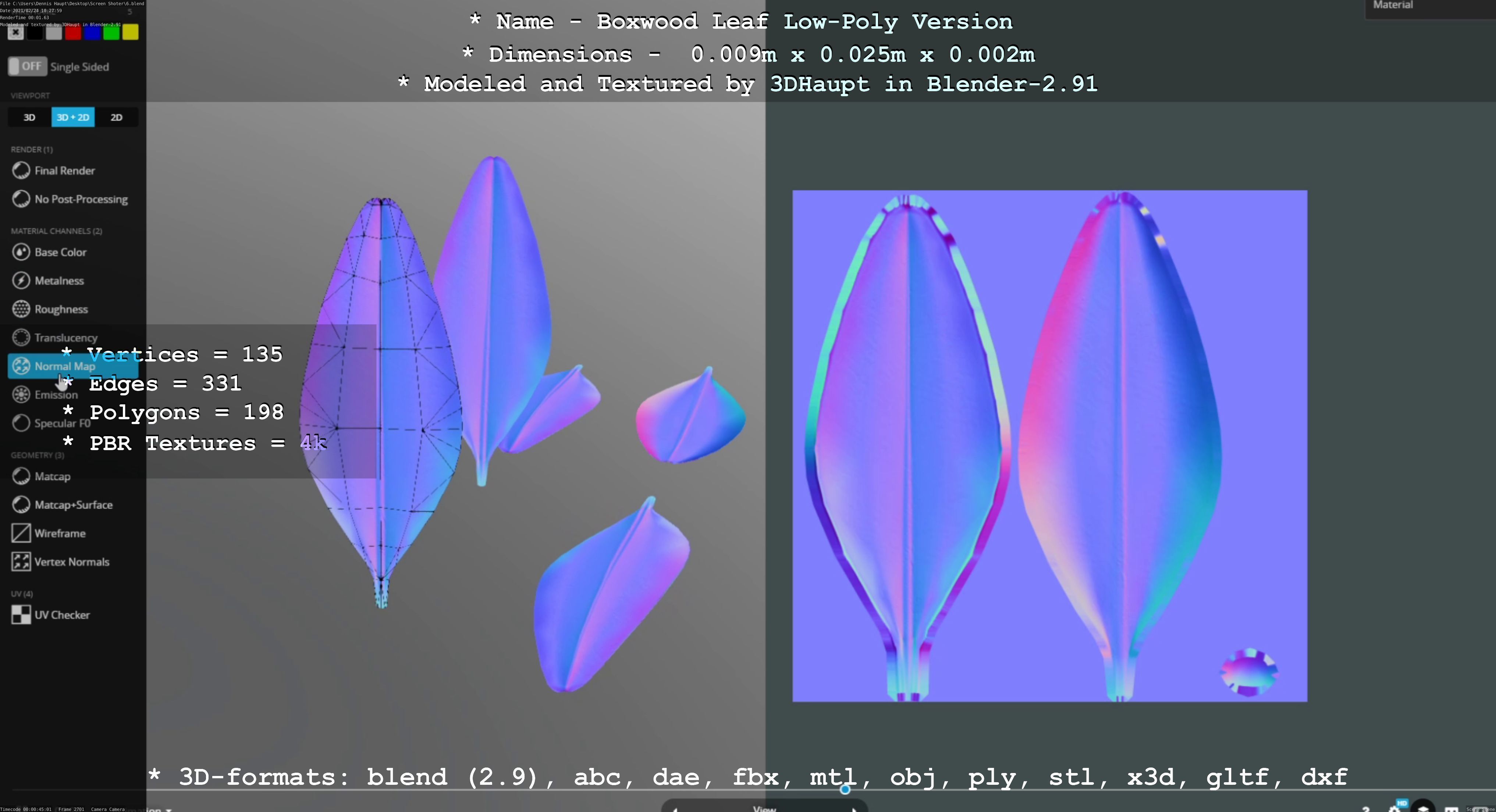 Boxwood Leaf Low-Poly Version Low-poly 3D model_23