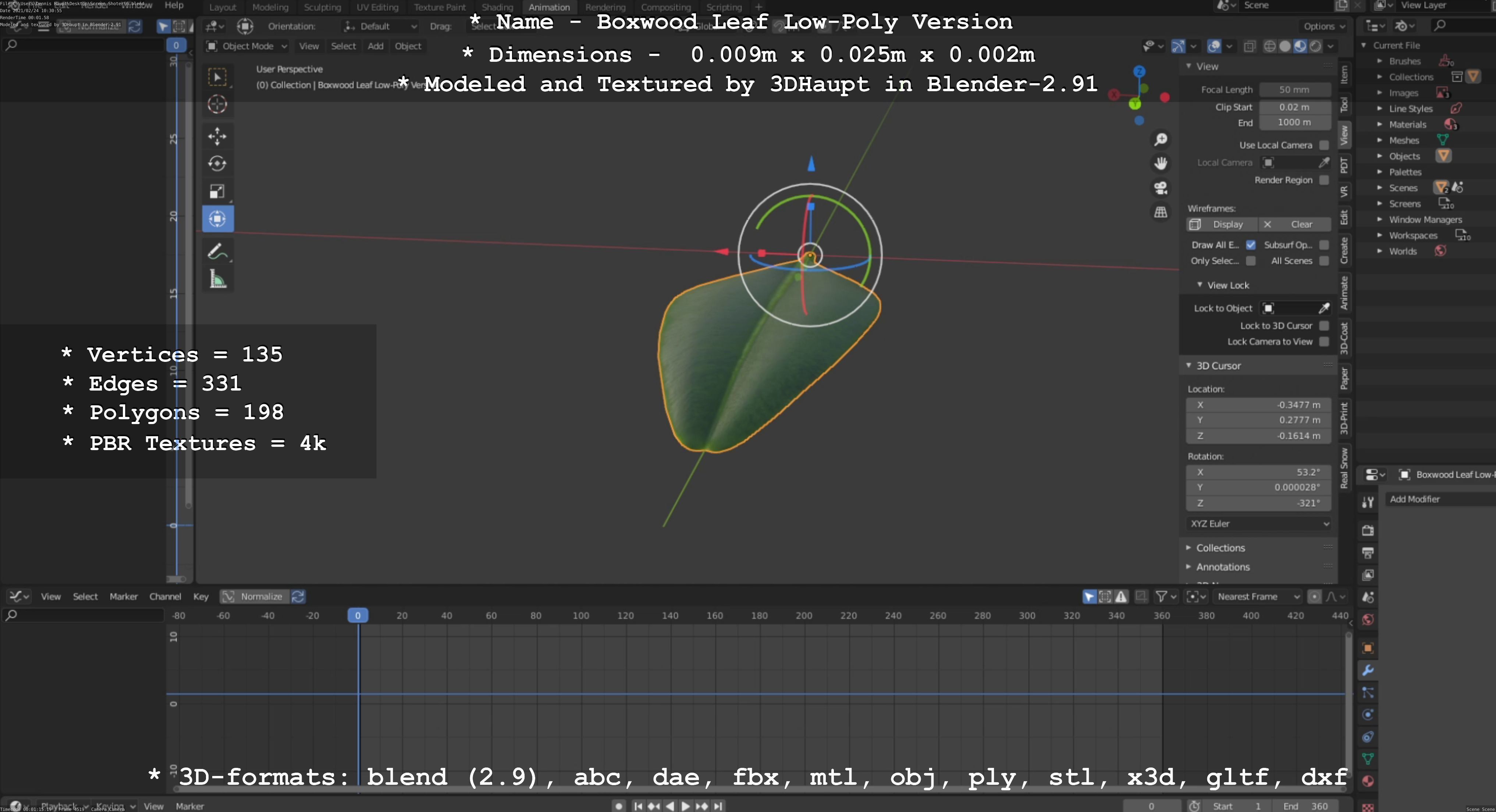 Boxwood Leaf Low-Poly Version Low-poly 3D model_31