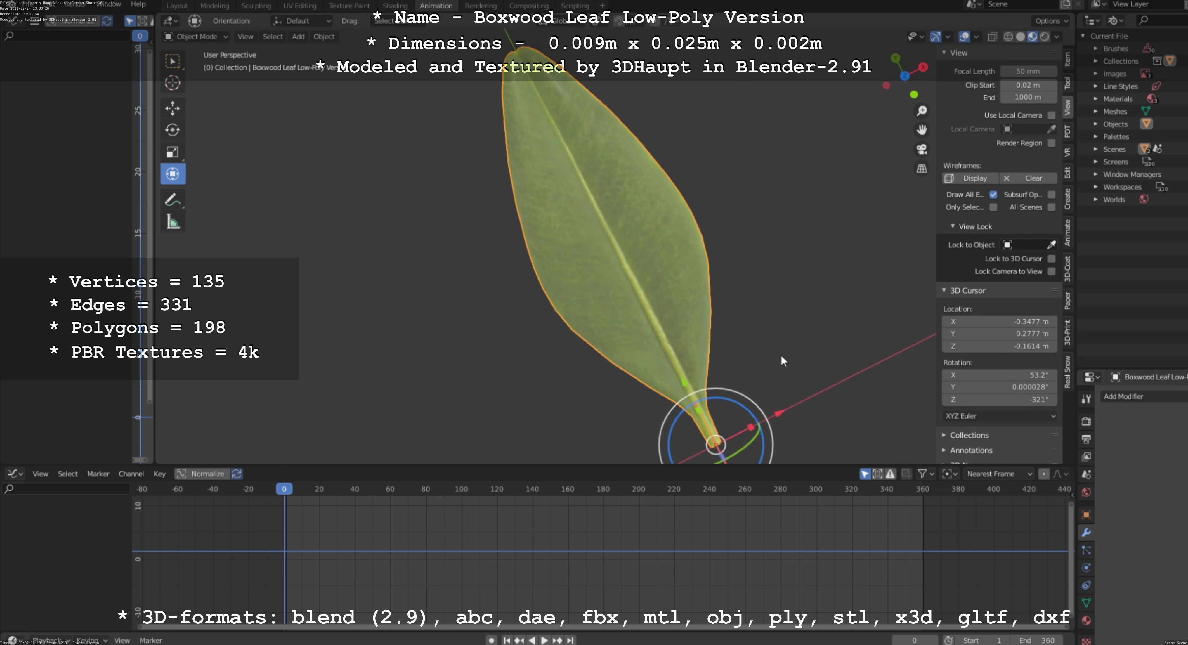 Boxwood Leaf Low-Poly Version Low-poly 3D model_101