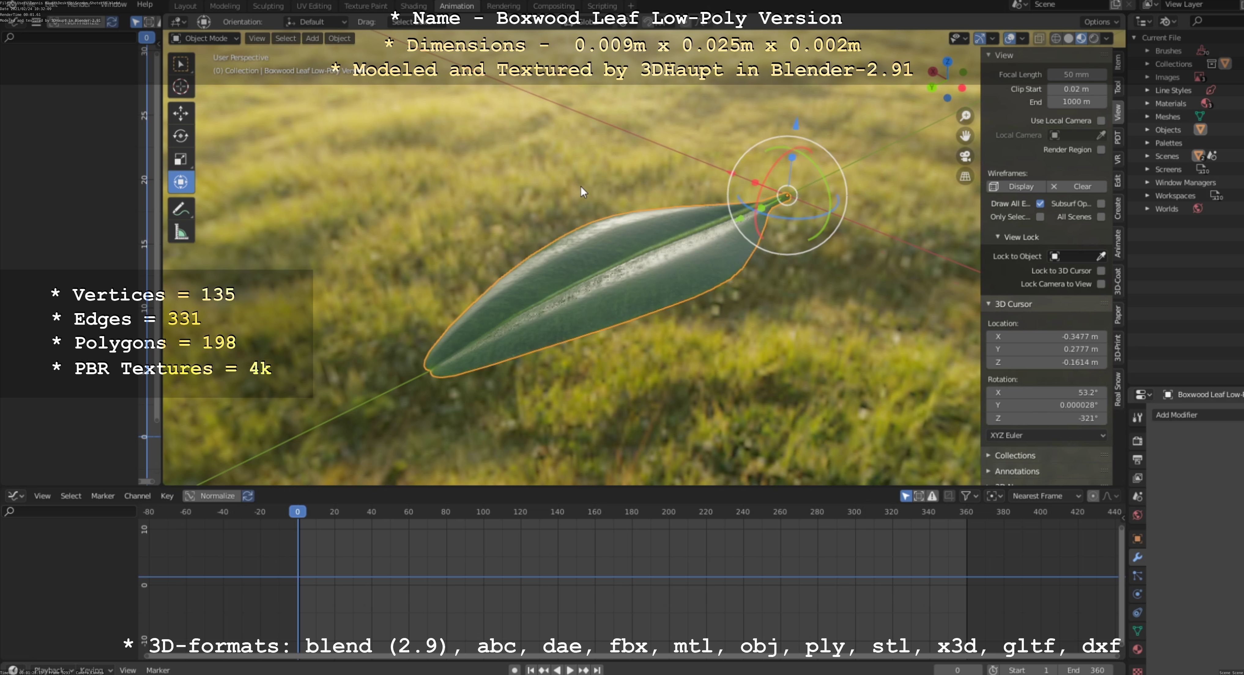 Boxwood Leaf Low-Poly Version Low-poly 3D model_98