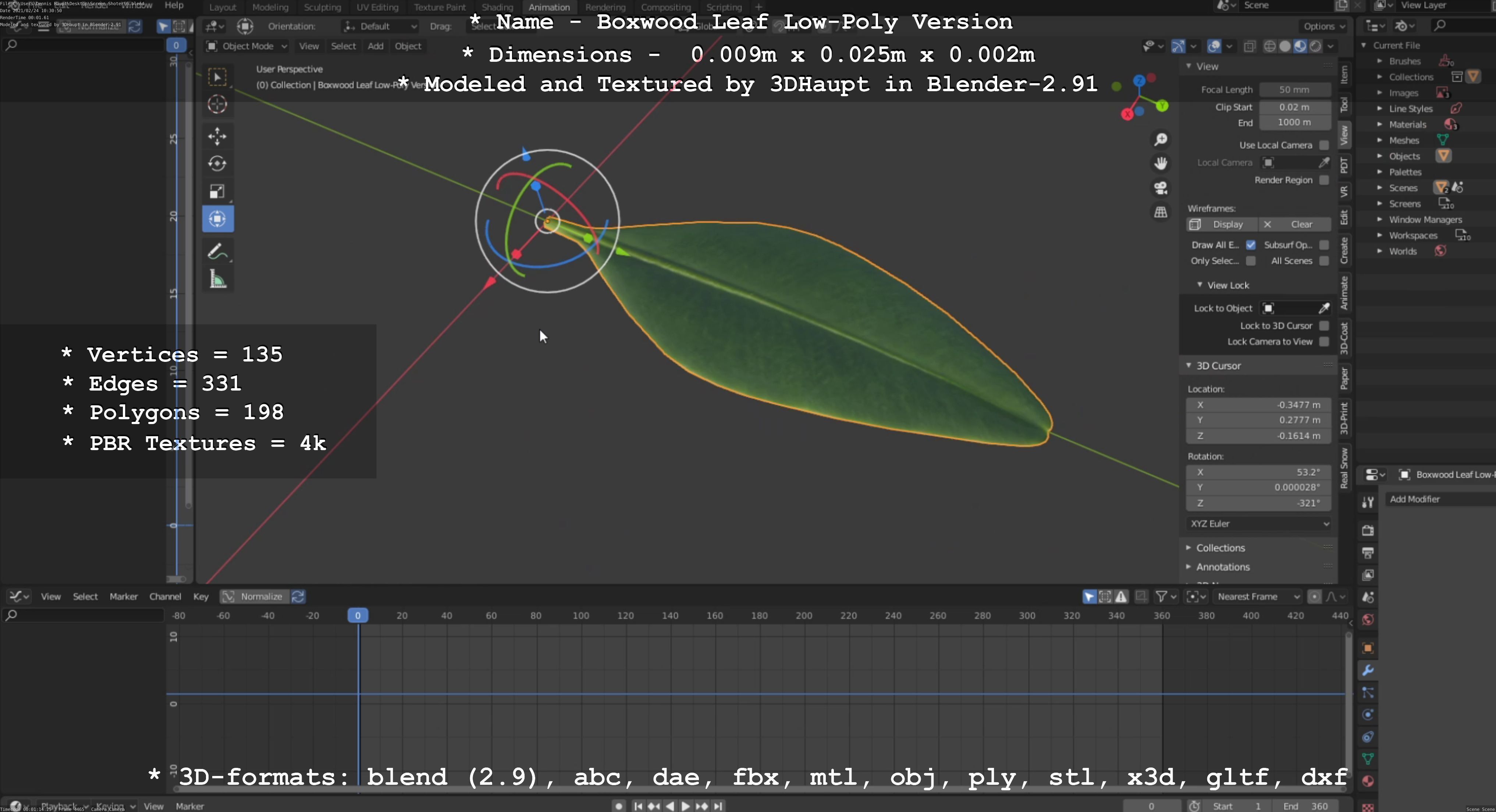 Boxwood Leaf Low-Poly Version Low-poly 3D model_29