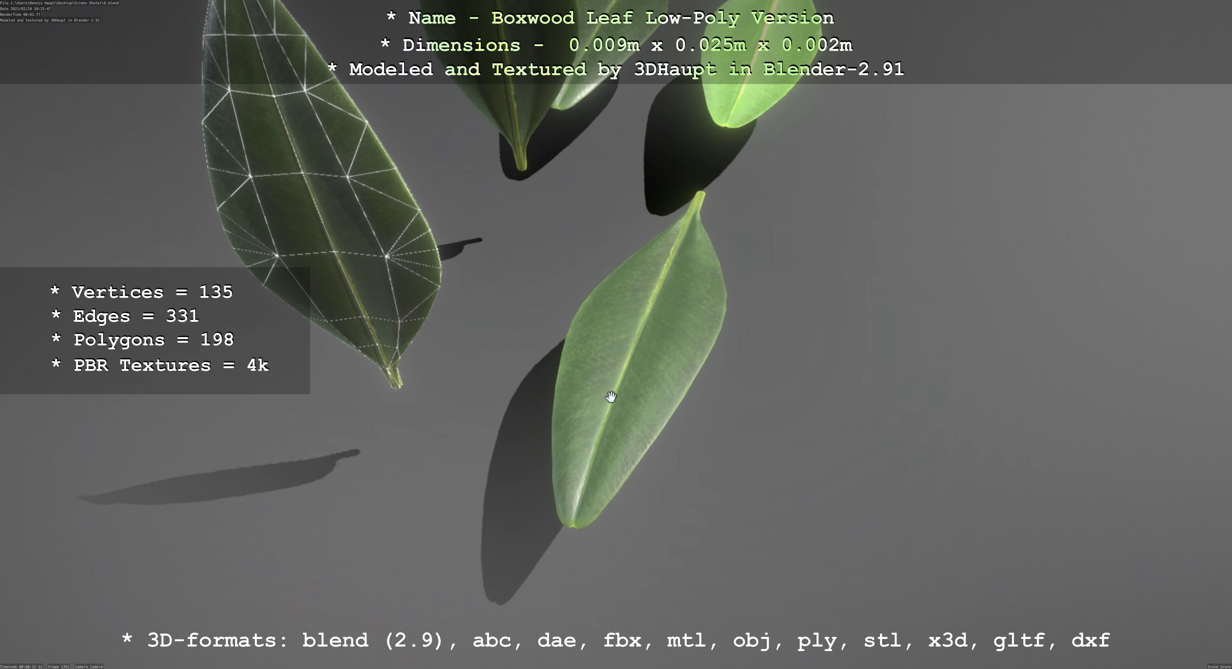 Boxwood Leaf Low-Poly Version Low-poly 3D model_52