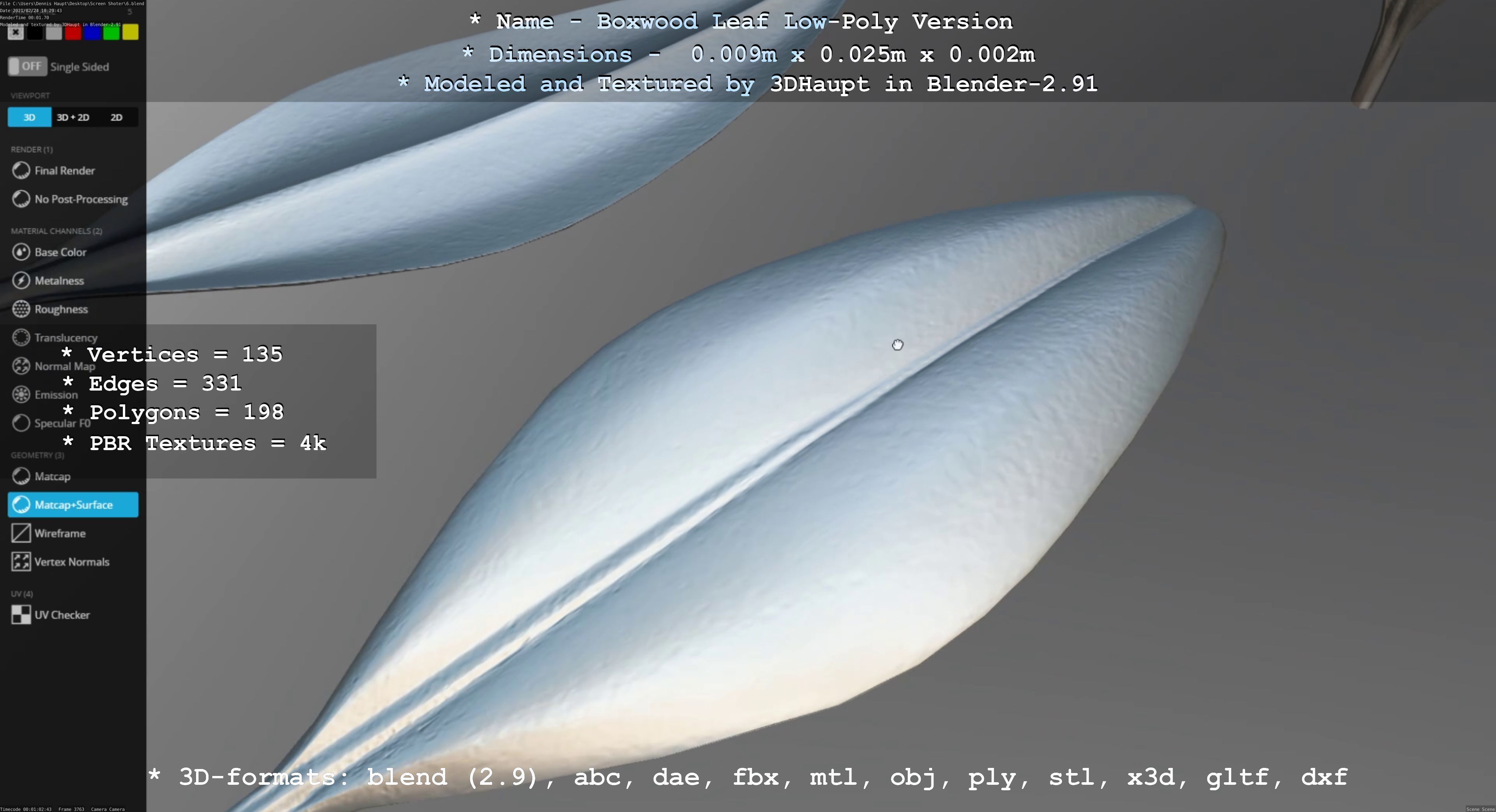 Boxwood Leaf Low-Poly Version Low-poly 3D model_25