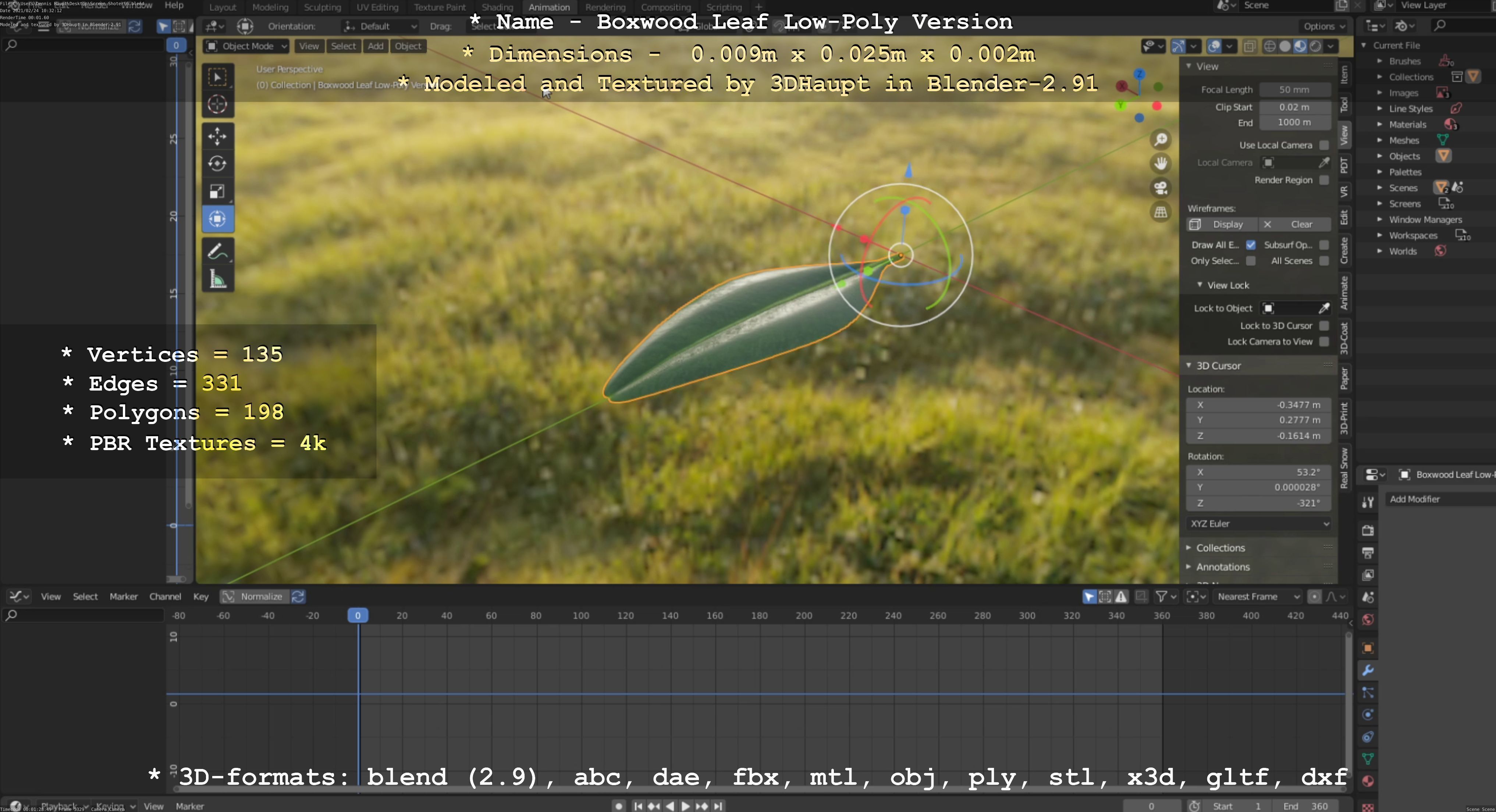 Boxwood Leaf Low-Poly Version Low-poly 3D model_100