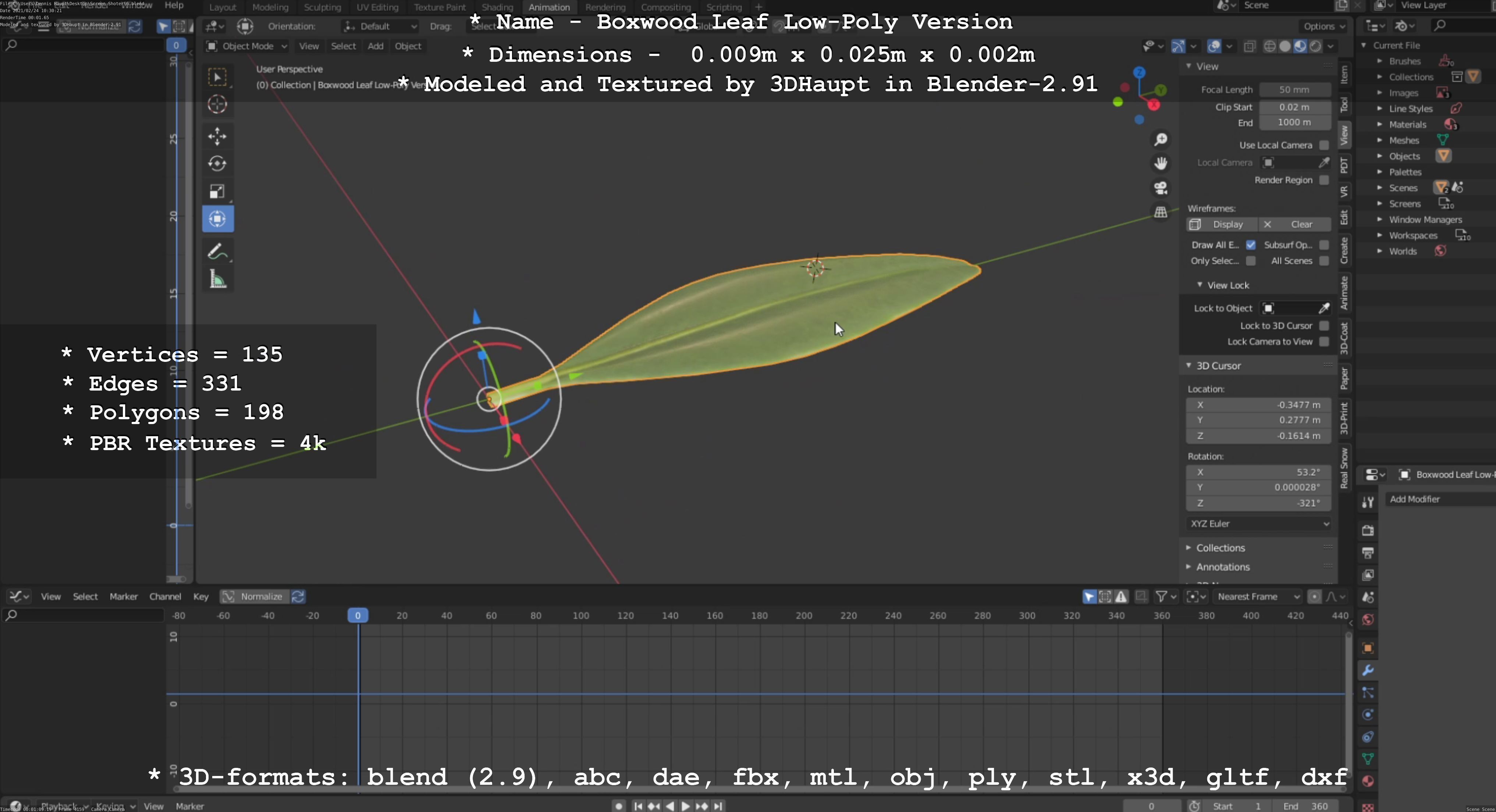 Boxwood Leaf Low-Poly Version Low-poly 3D model_66