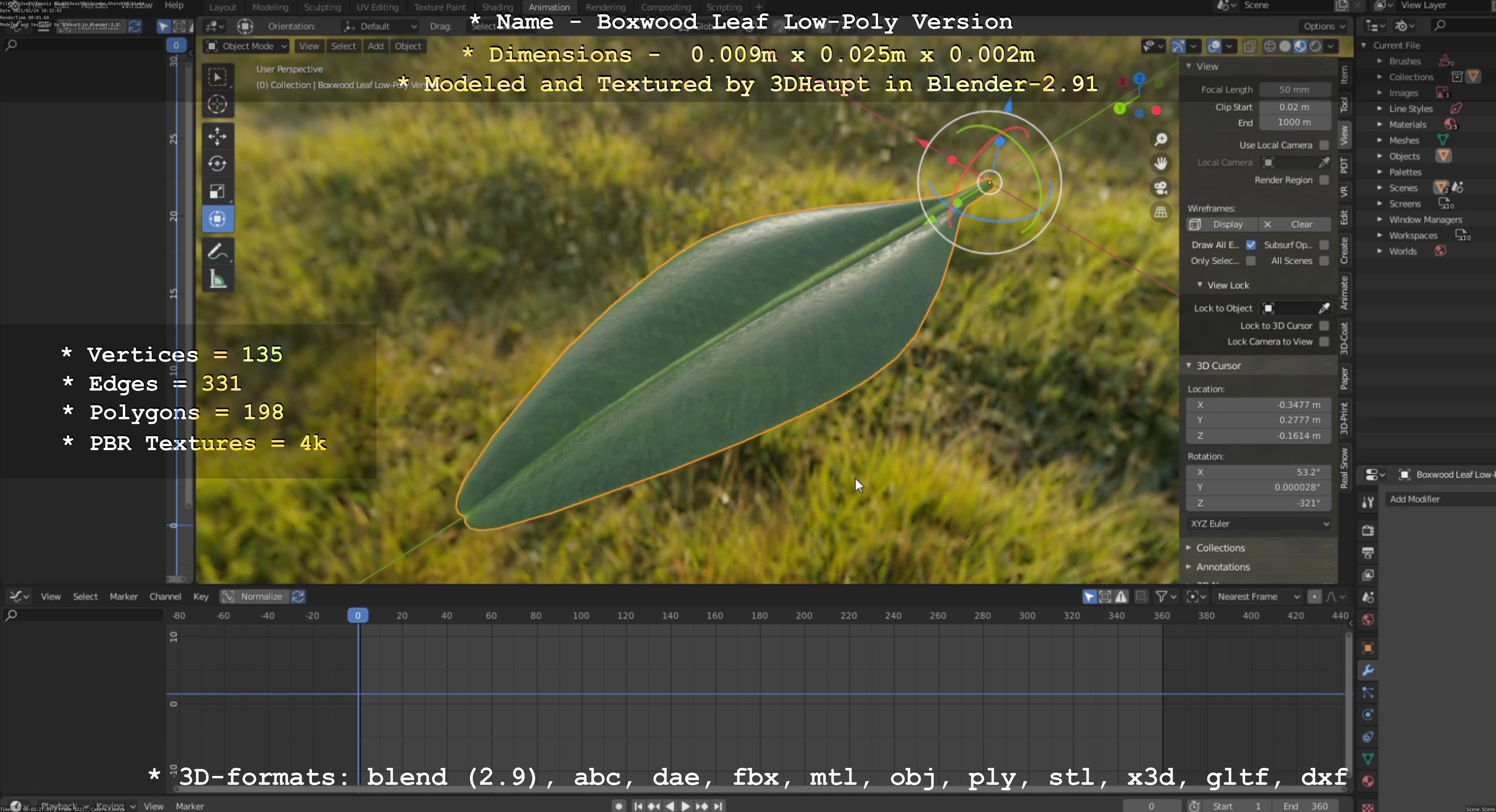 Boxwood Leaf Low-Poly Version Low-poly 3D model_40