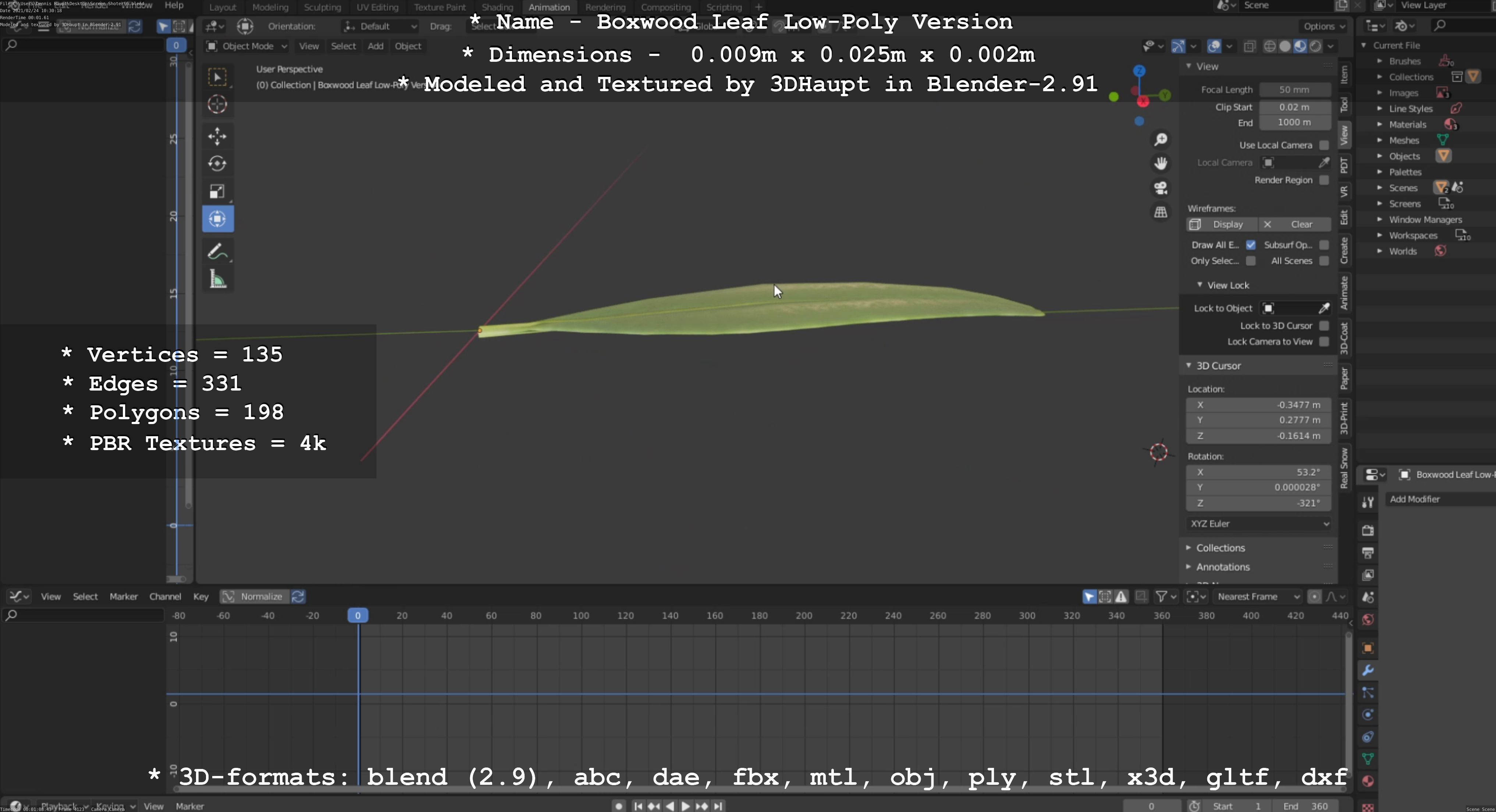 Boxwood Leaf Low-Poly Version Low-poly 3D model_43