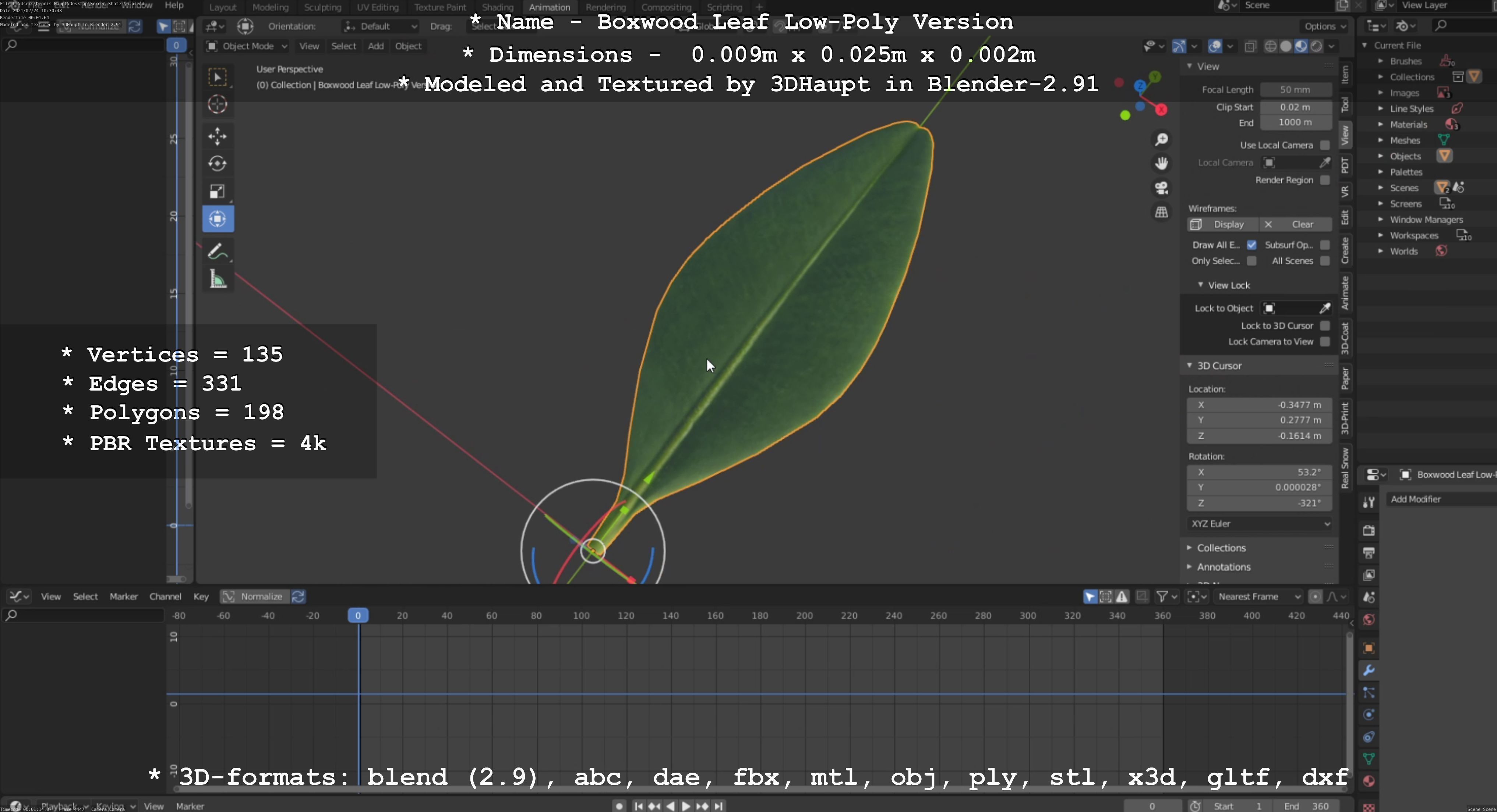 Boxwood Leaf Low-Poly Version Low-poly 3D model_71