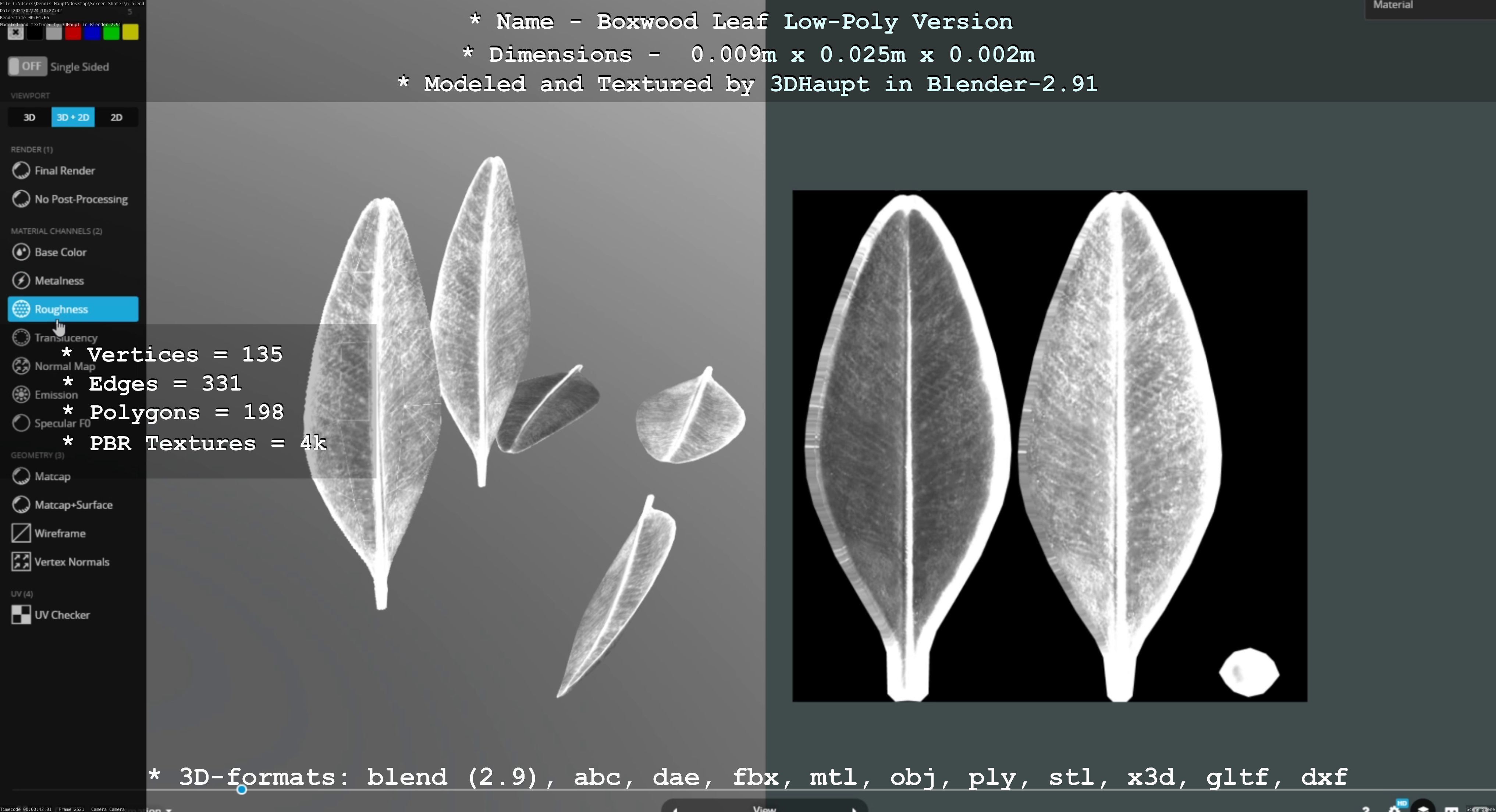 Boxwood Leaf Low-Poly Version Low-poly 3D model_21