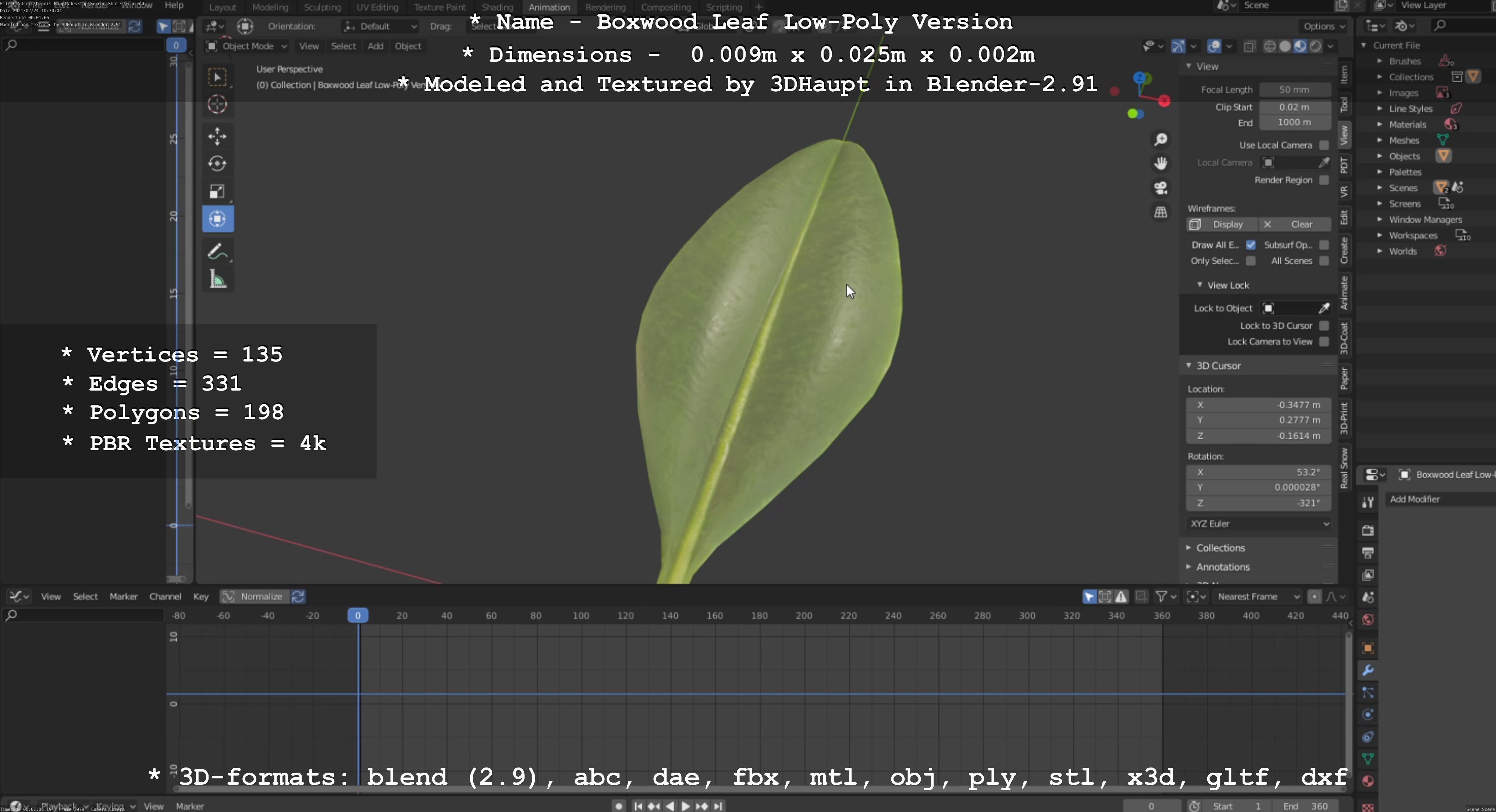 Boxwood Leaf Low and High-Poly Version 3D Model Collection_13