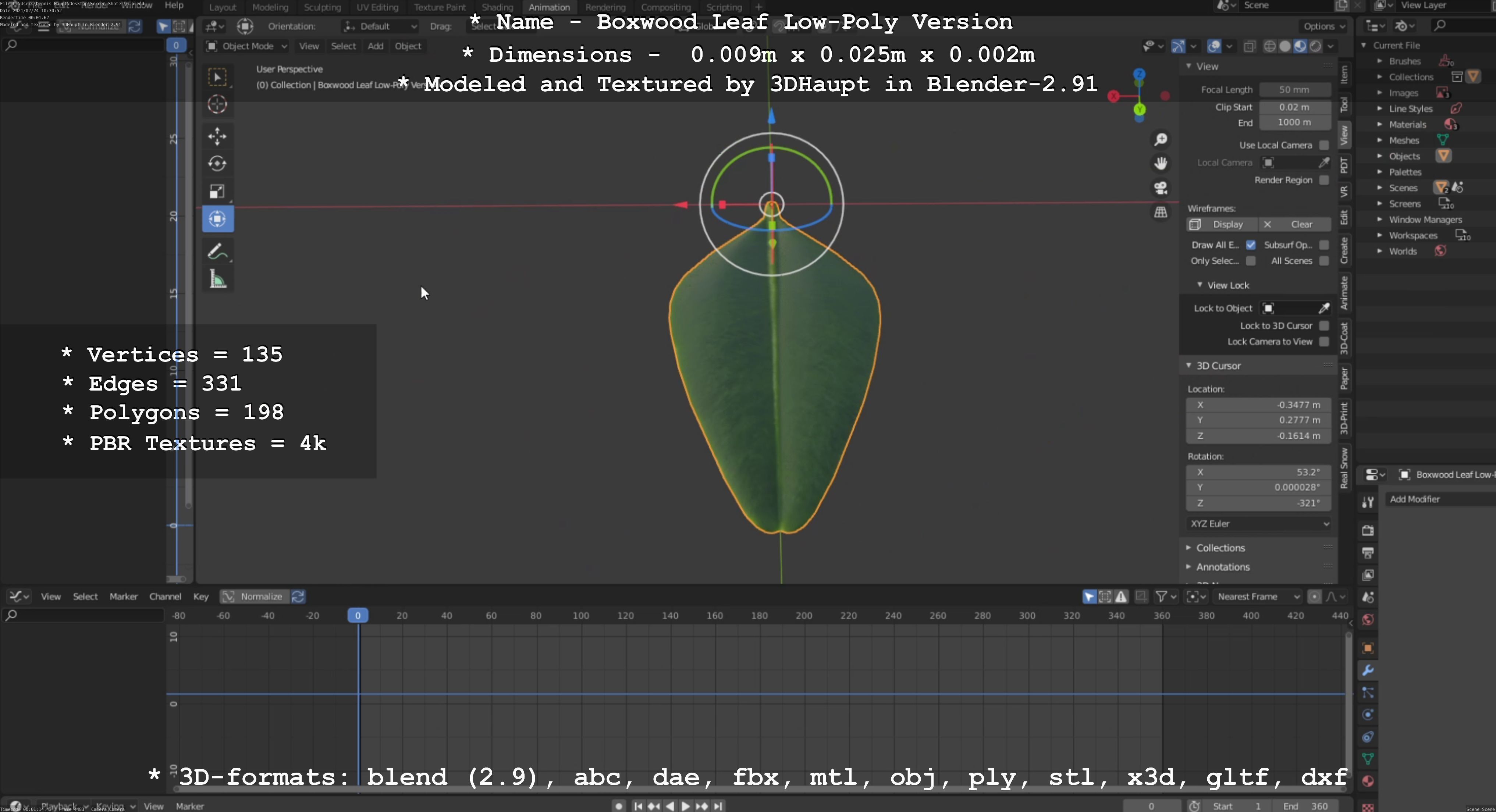 Boxwood Leaf Low and High-Poly Version 3D Model Collection_21