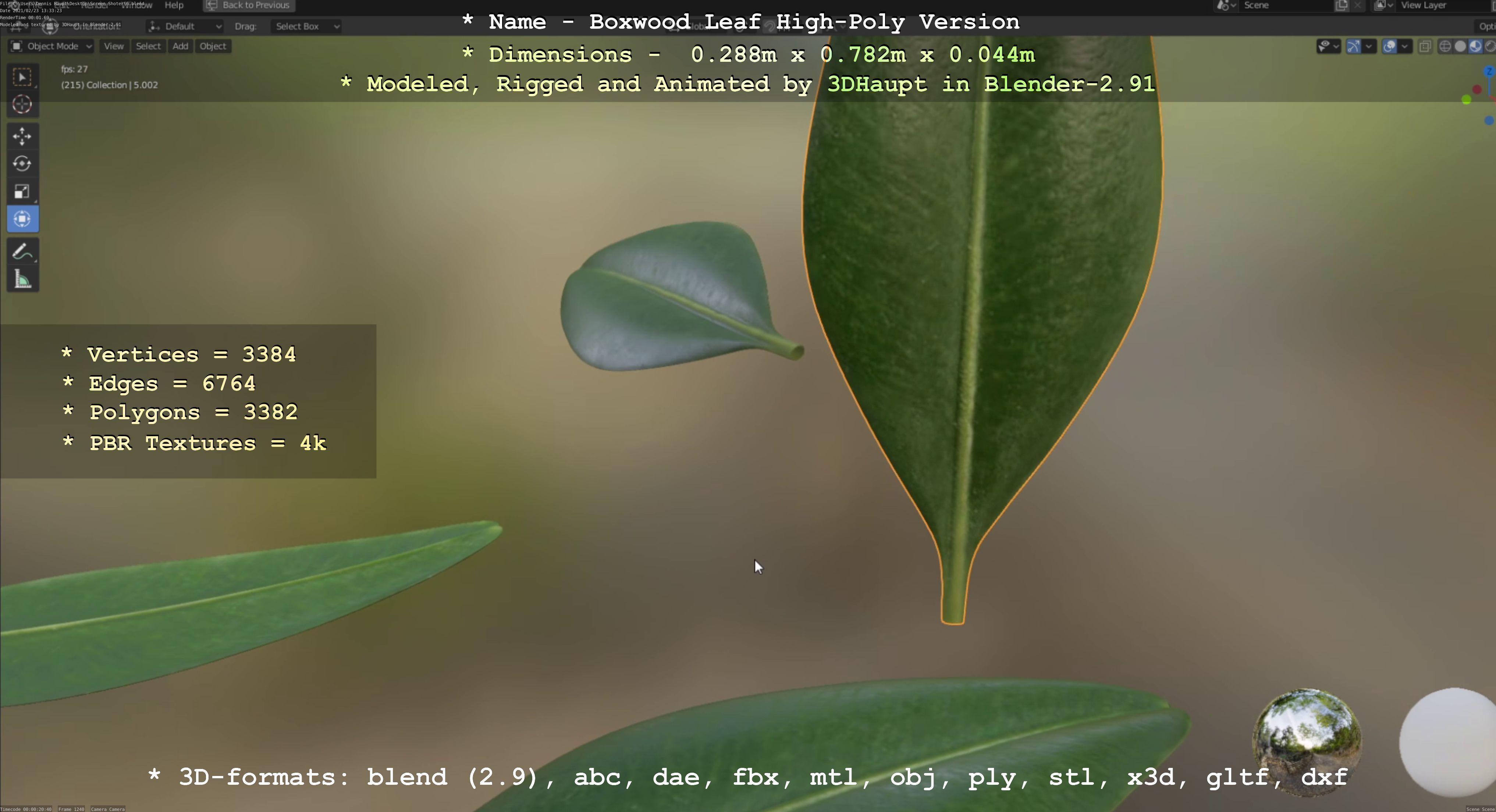 Boxwood Leaf Low and High-Poly Version 3D Model Collection_42