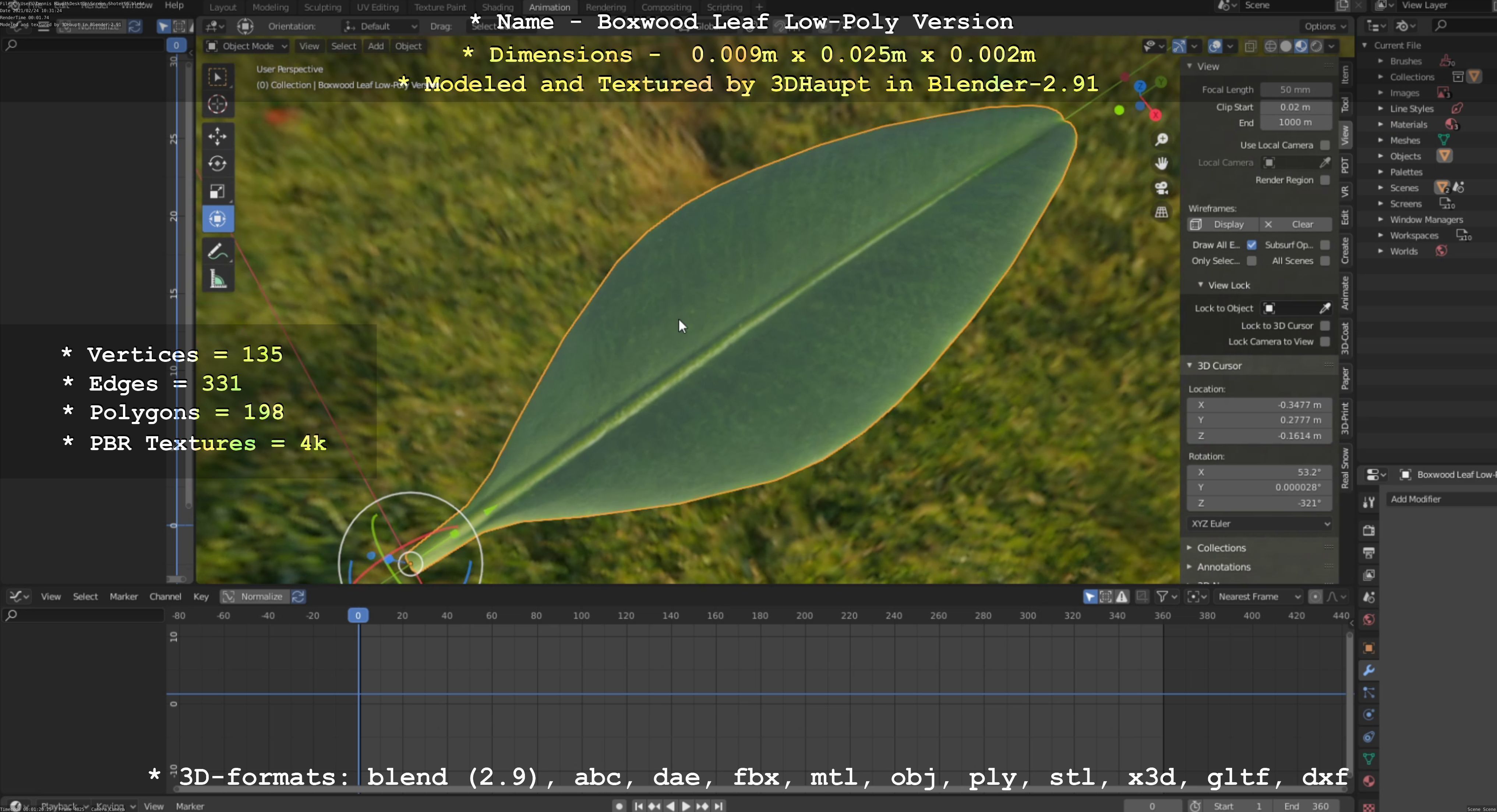 Boxwood Leaf Low and High-Poly Version 3D Model Collection_43