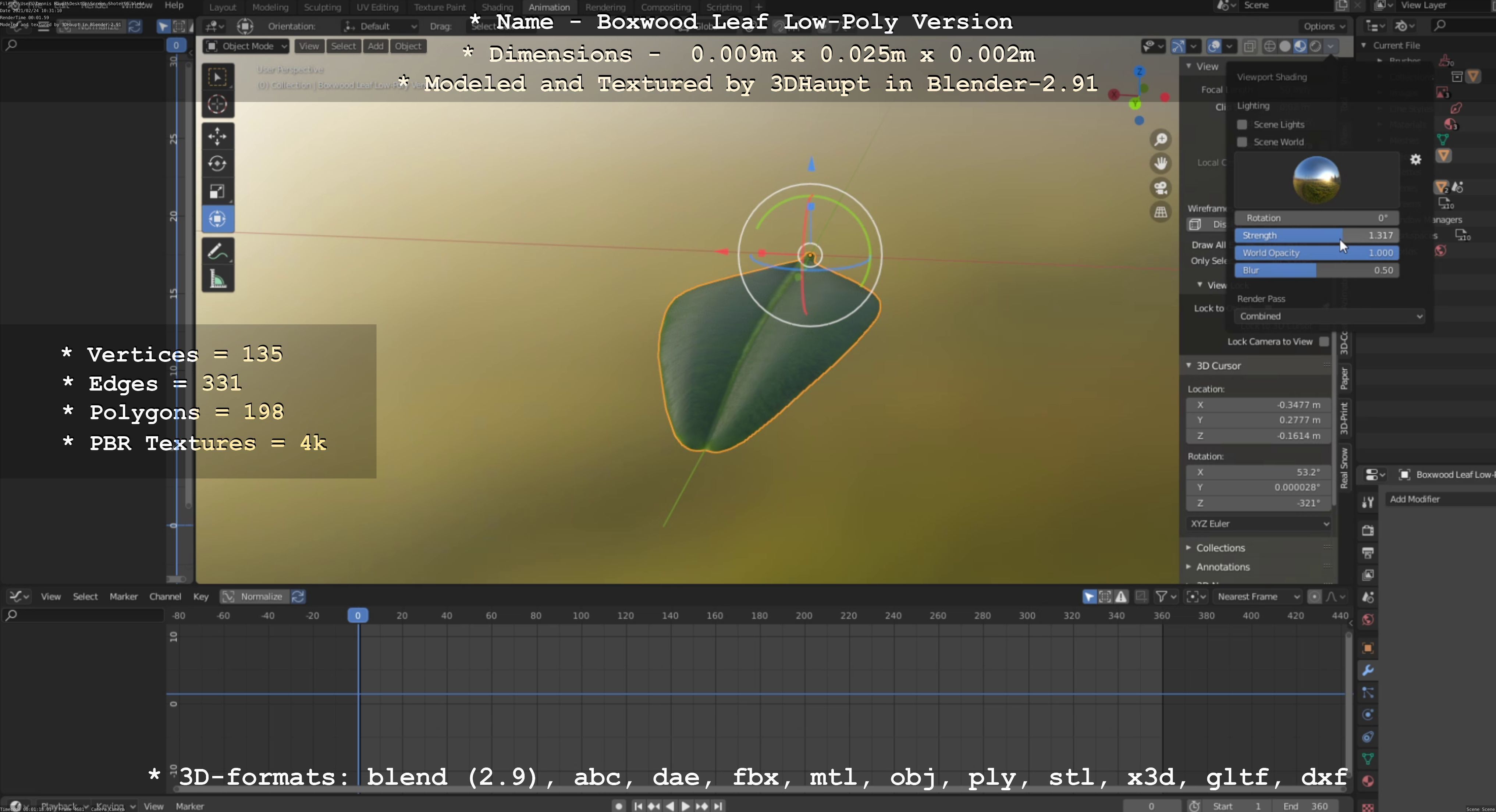 Boxwood Leaf Low and High-Poly Version 3D Model Collection_18