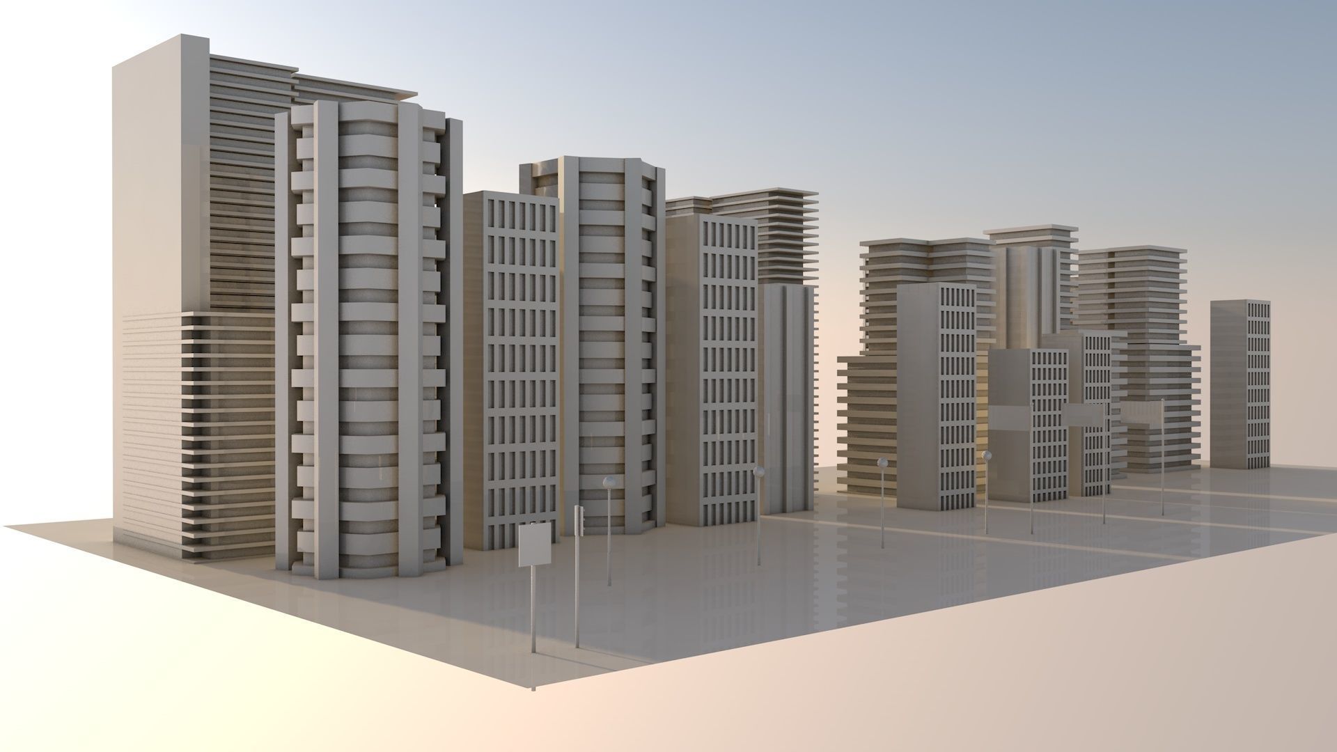 tower building mograph 3D model_1