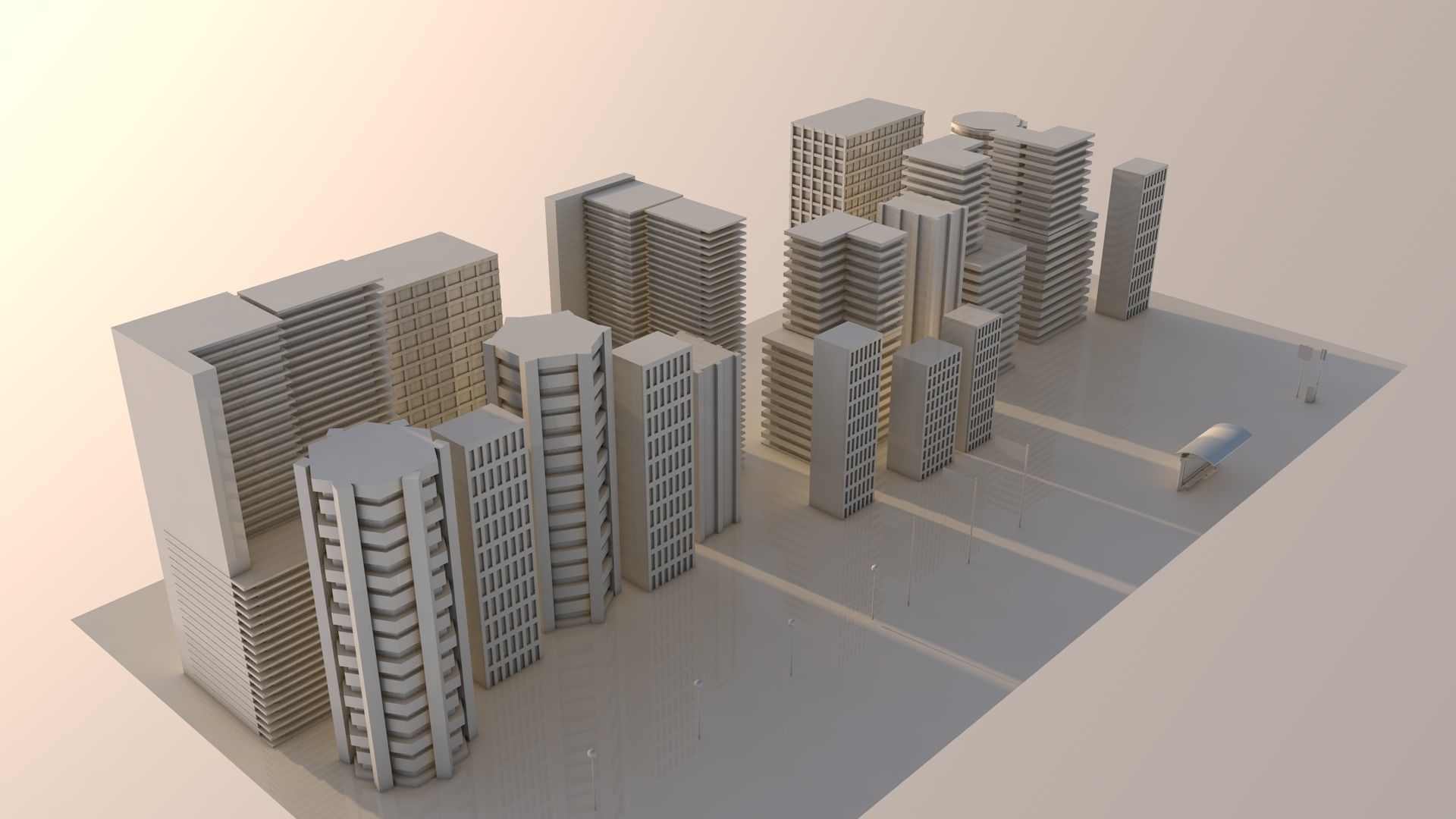 tower building mograph 3D model_2