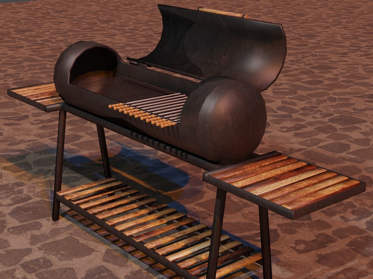 Brazier from a gas cylinder Low-poly 3D model_2