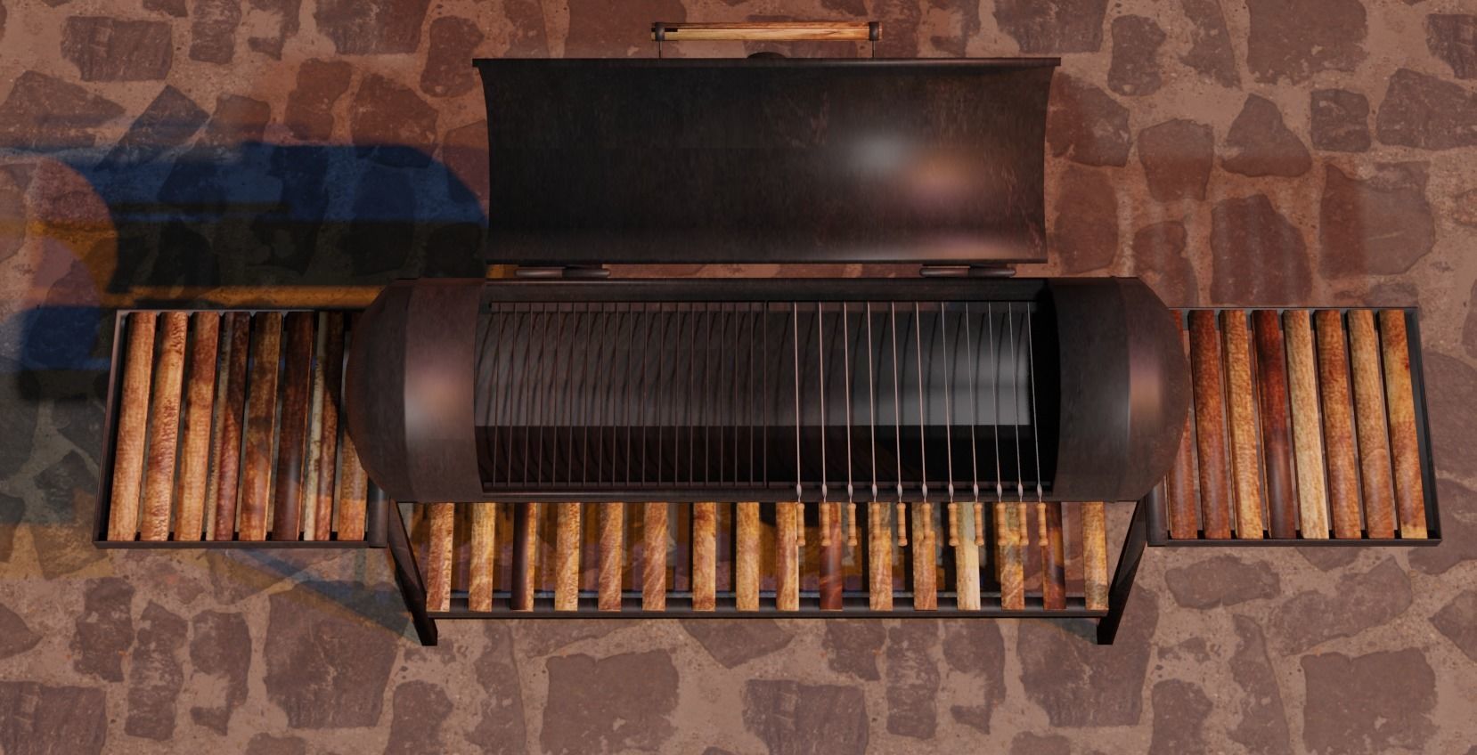 Brazier from a gas cylinder Low-poly 3D model_3