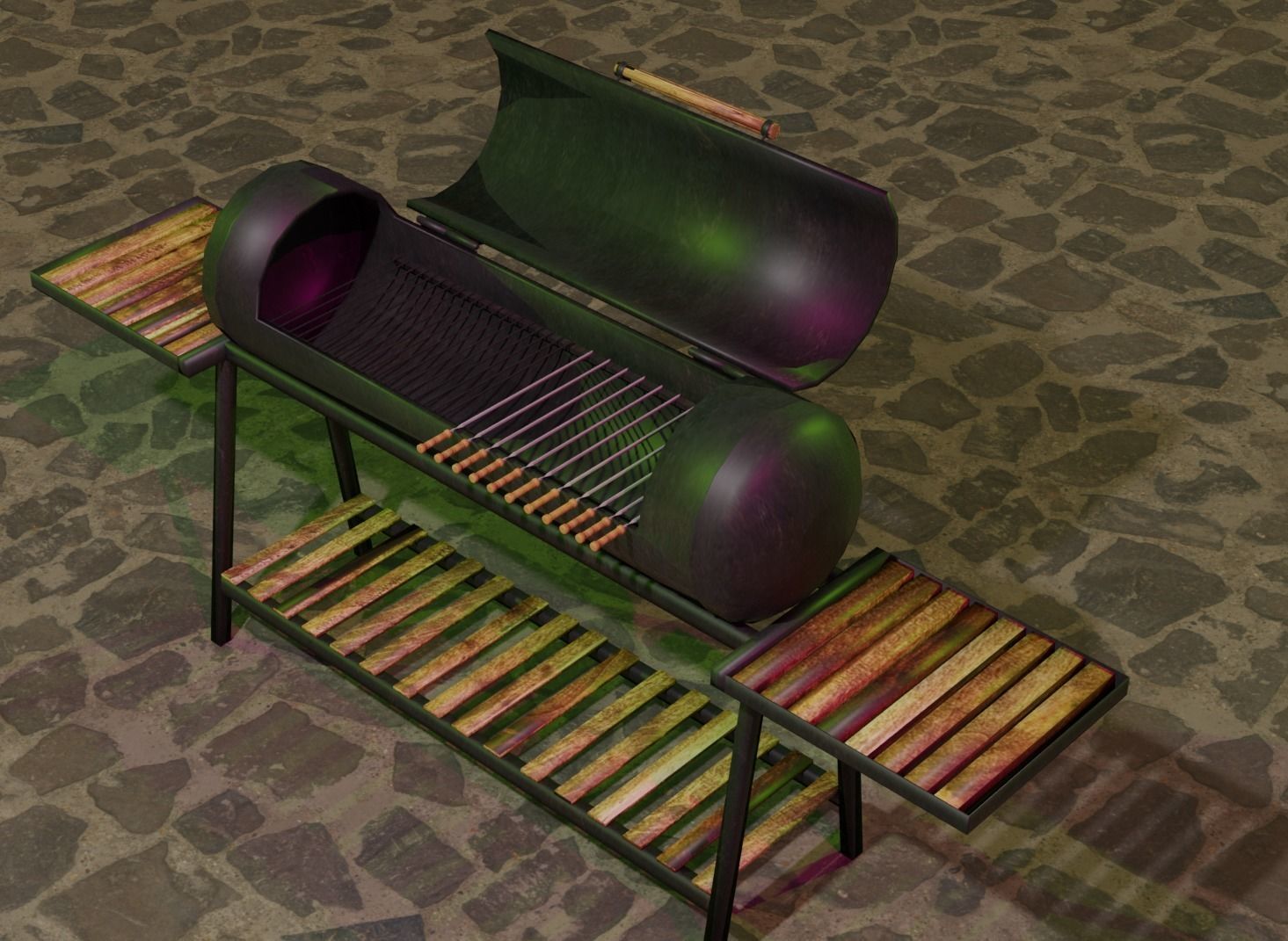 Brazier from a gas cylinder Low-poly 3D model_8