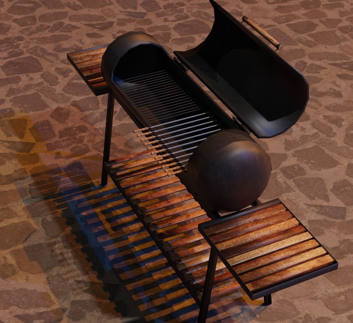 Brazier from a gas cylinder Low-poly 3D model_6