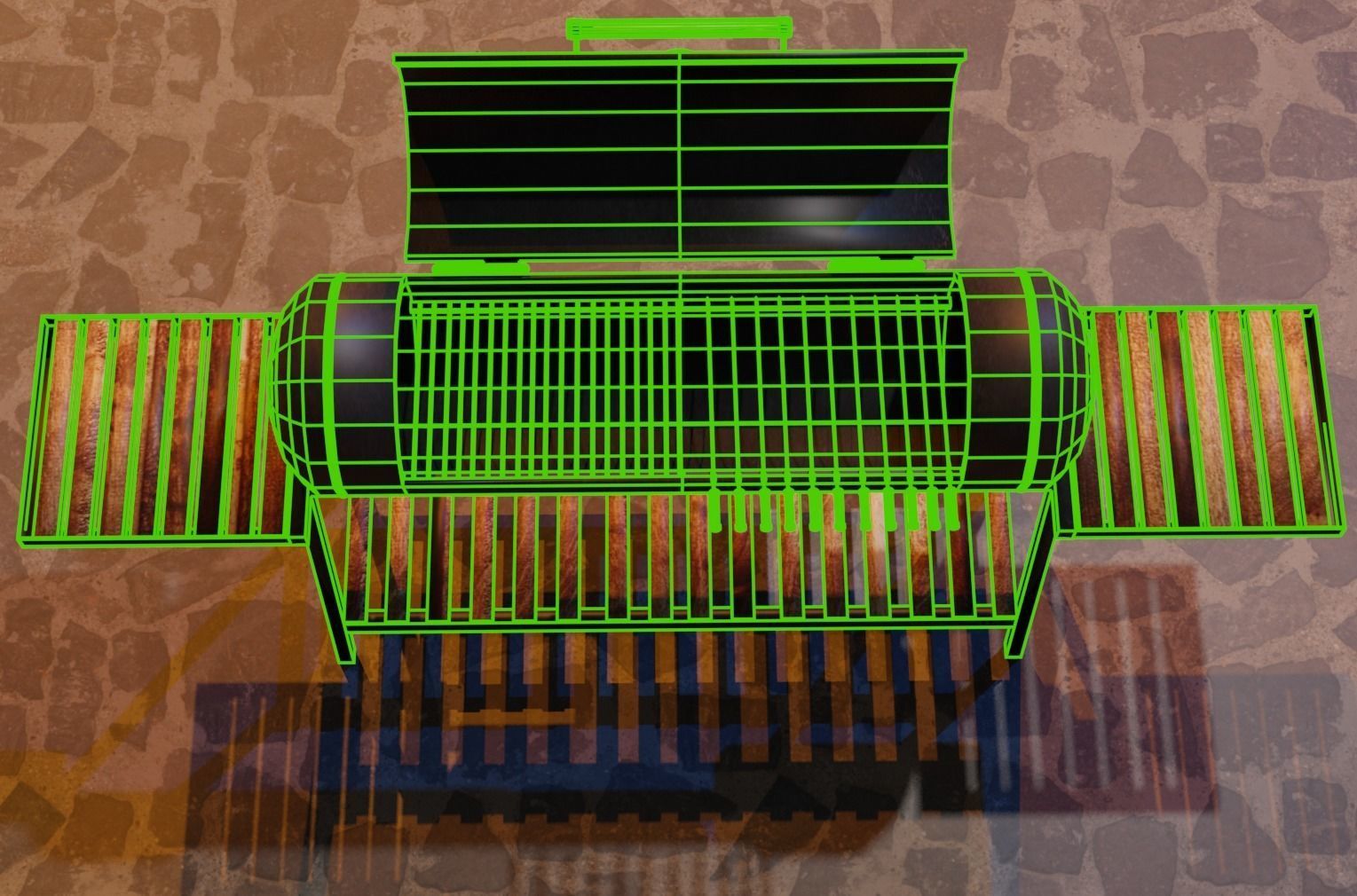 Brazier from a gas cylinder Low-poly 3D model_14