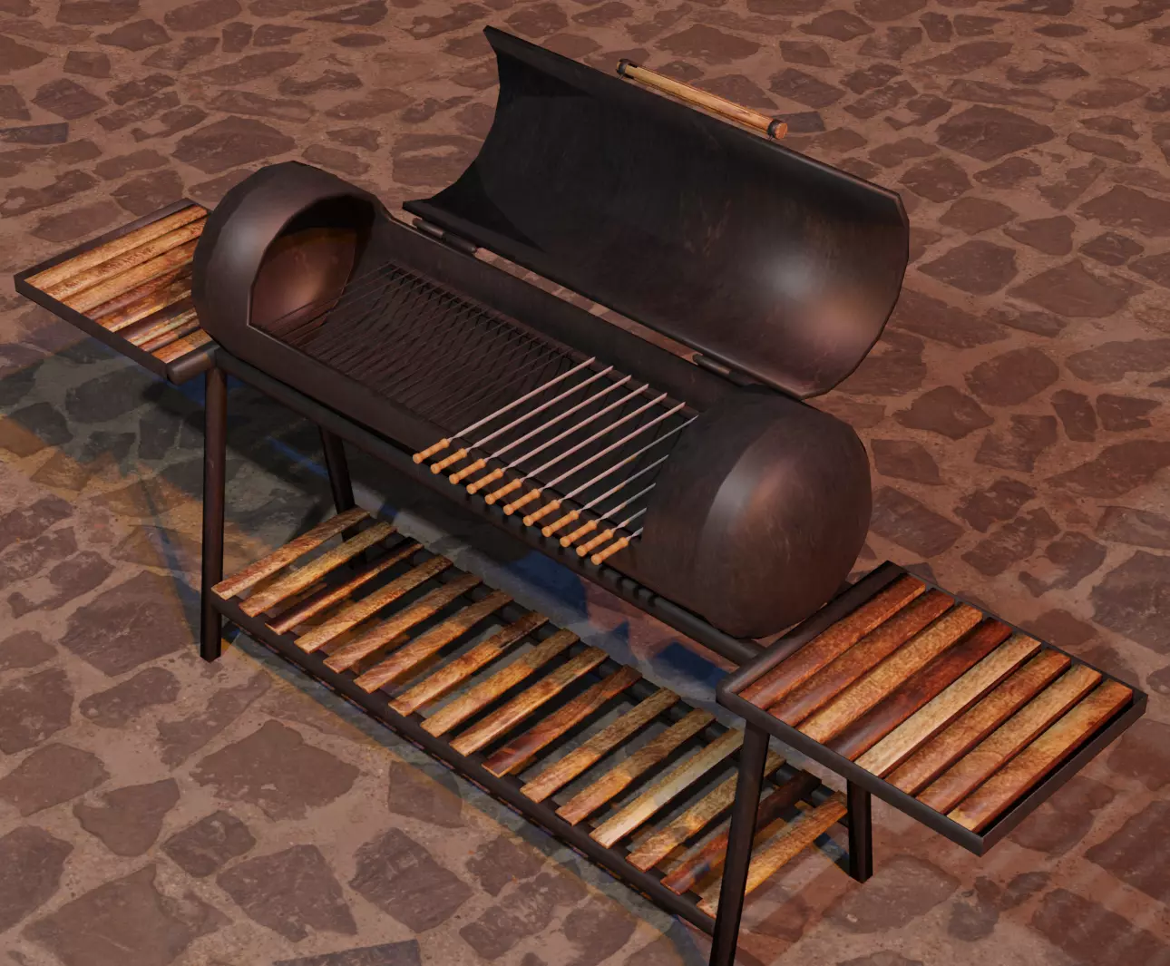 Brazier from a gas cylinder Low-poly 3D model_0