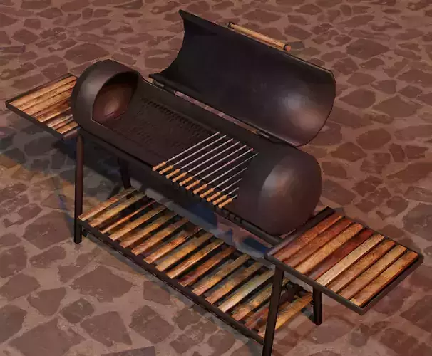 Brazier from a gas cylinder Low-poly 3D model