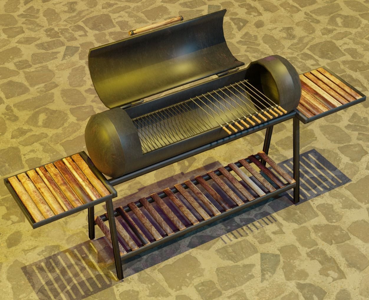 Brazier from a gas cylinder Low-poly 3D model_5