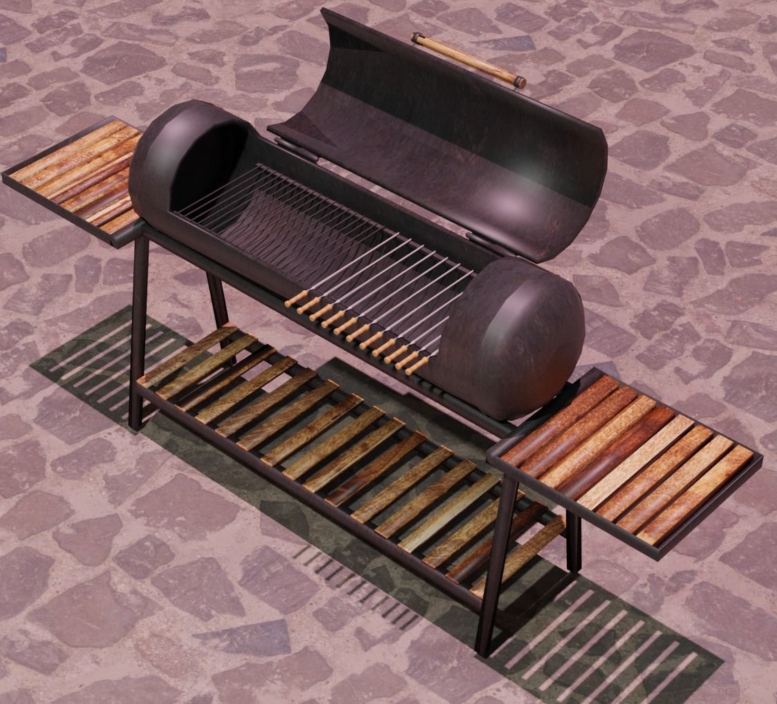 Brazier from a gas cylinder Low-poly 3D model_1