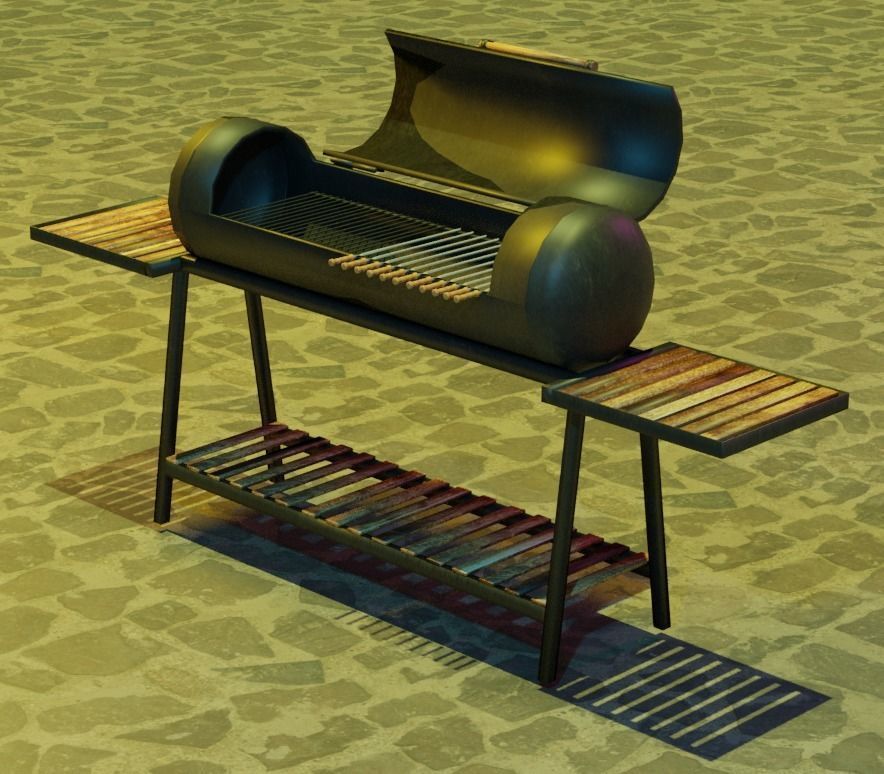 Brazier from a gas cylinder Low-poly 3D model_12