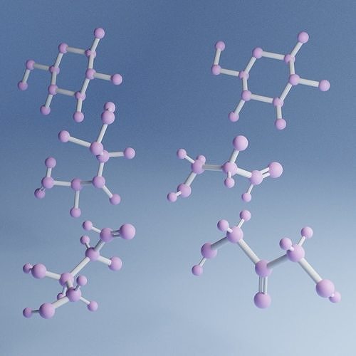 Biomolecules - six Monosaccharides 3D models 3D model