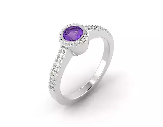 D-0956 amethyst and diamond ring