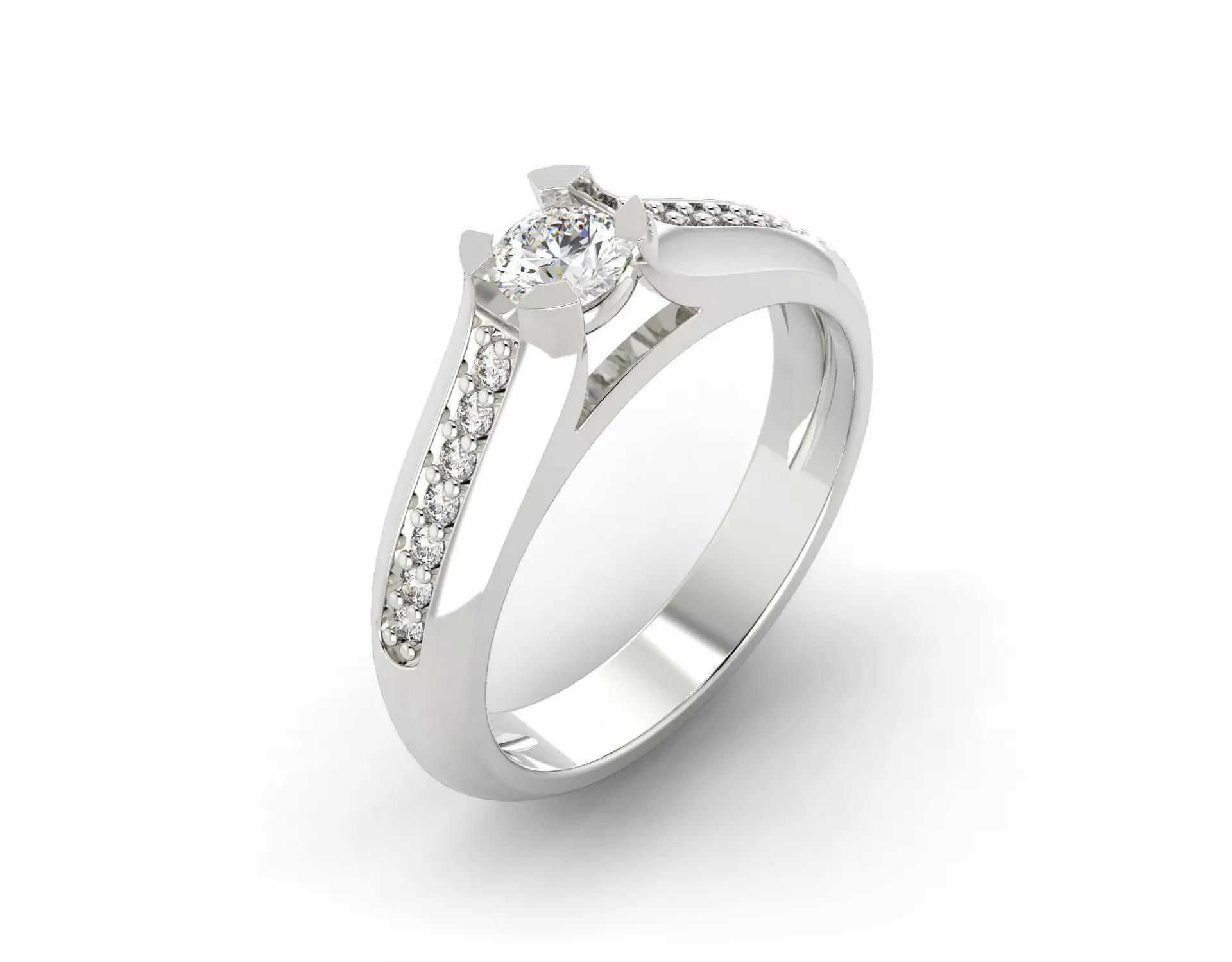 D-0984 diamond engagement ring gold 3D print model_0