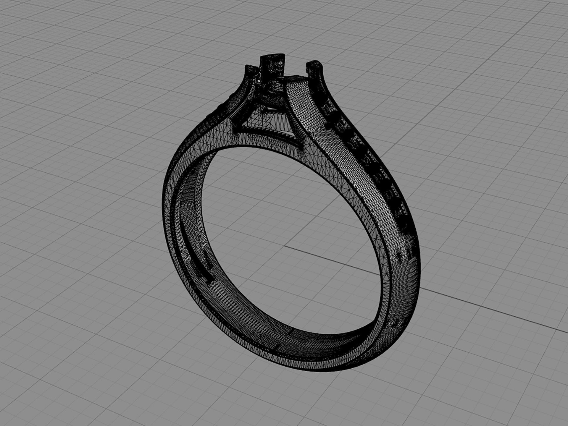 D-0984 diamond engagement ring gold 3D print model_4